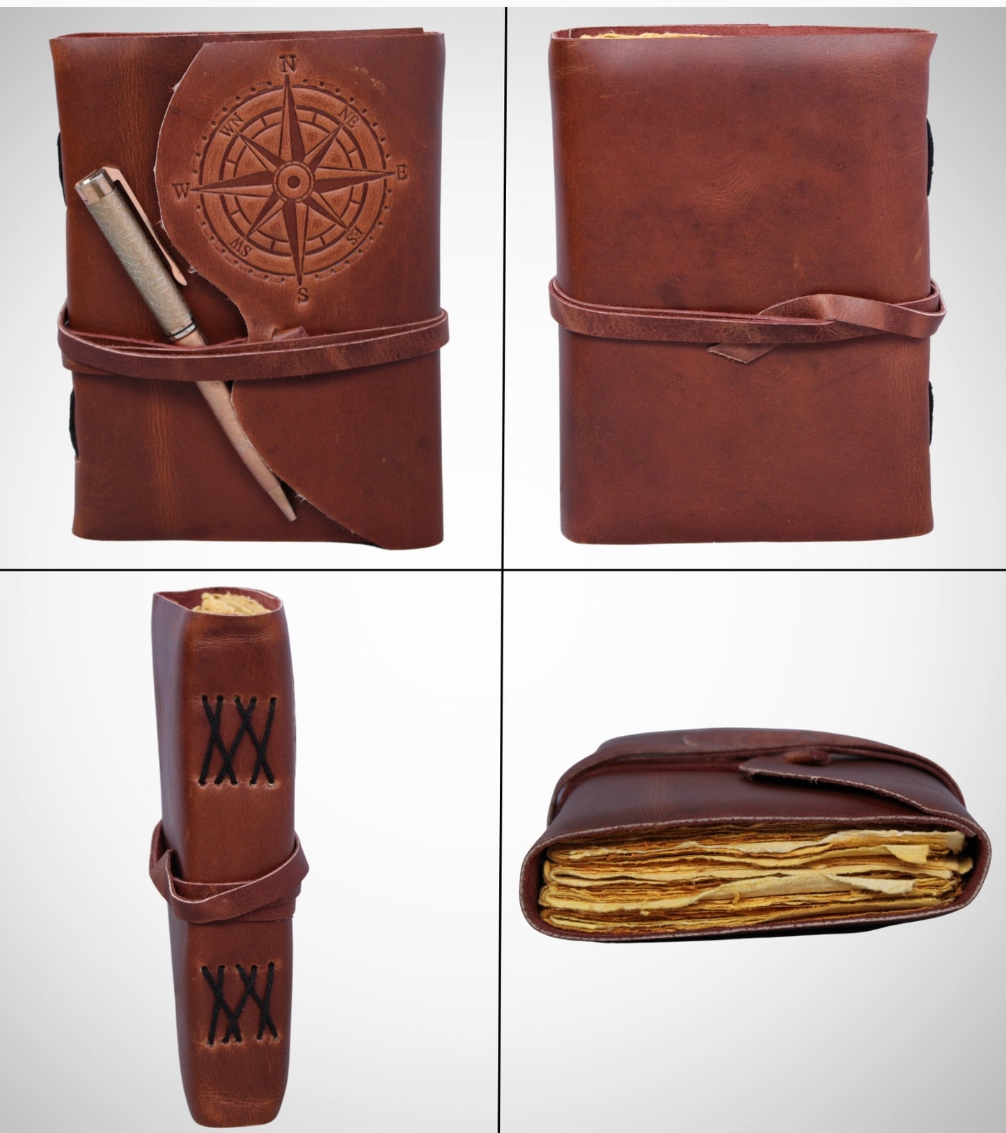 Genuine Leather Bound Brown Journal Handmade Diary Sketchers Writting Notebook