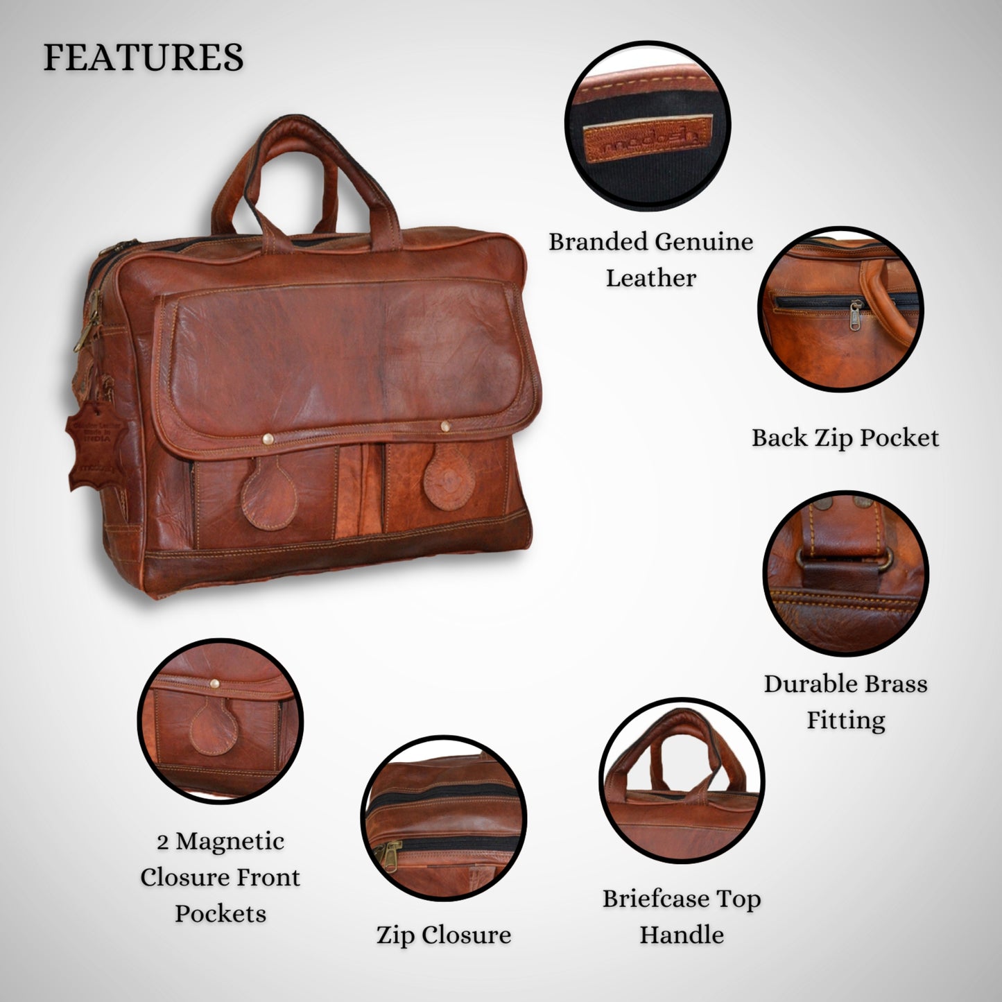 Genuine Leather Vintage Premium Laptop Shoulder Office Bag