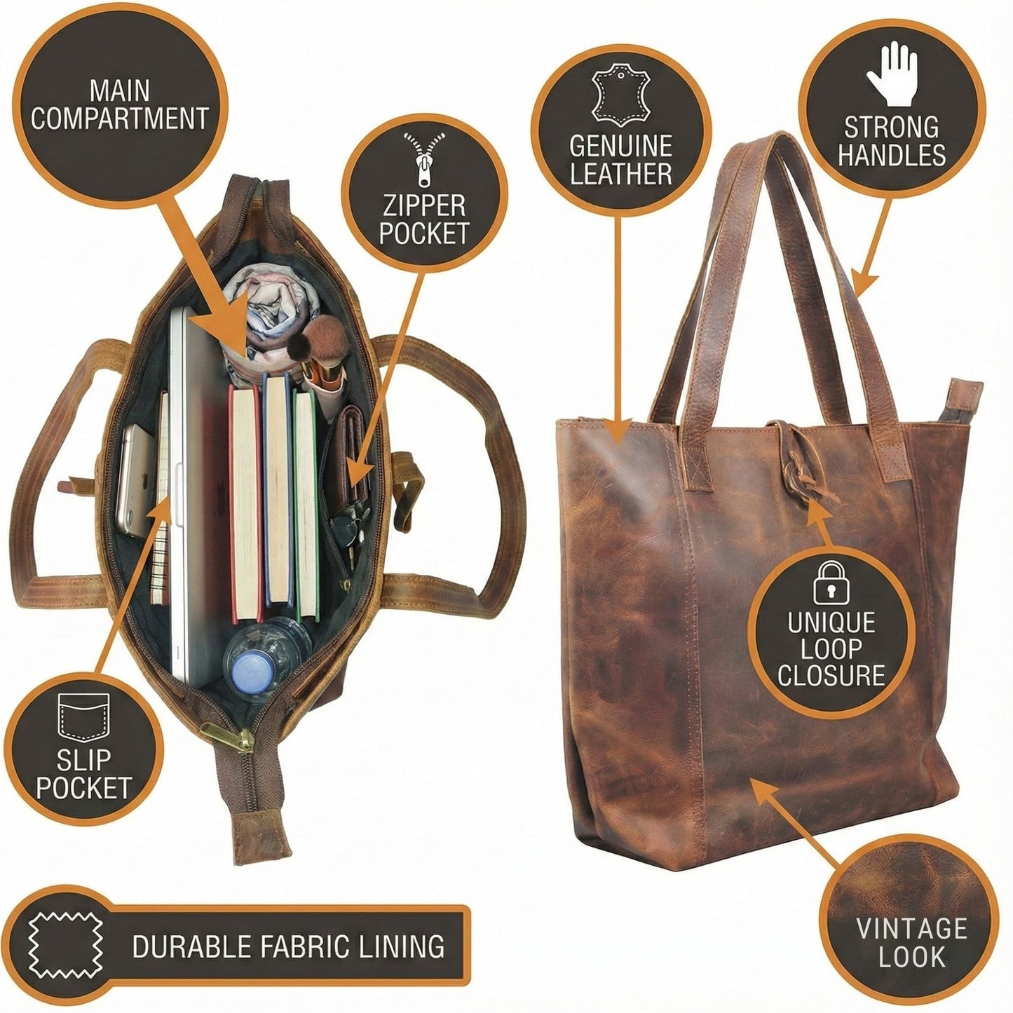 Genuine Hunter Leather Tote Women Purse Handmade Handbag Top Handle Shoulder Large Bag