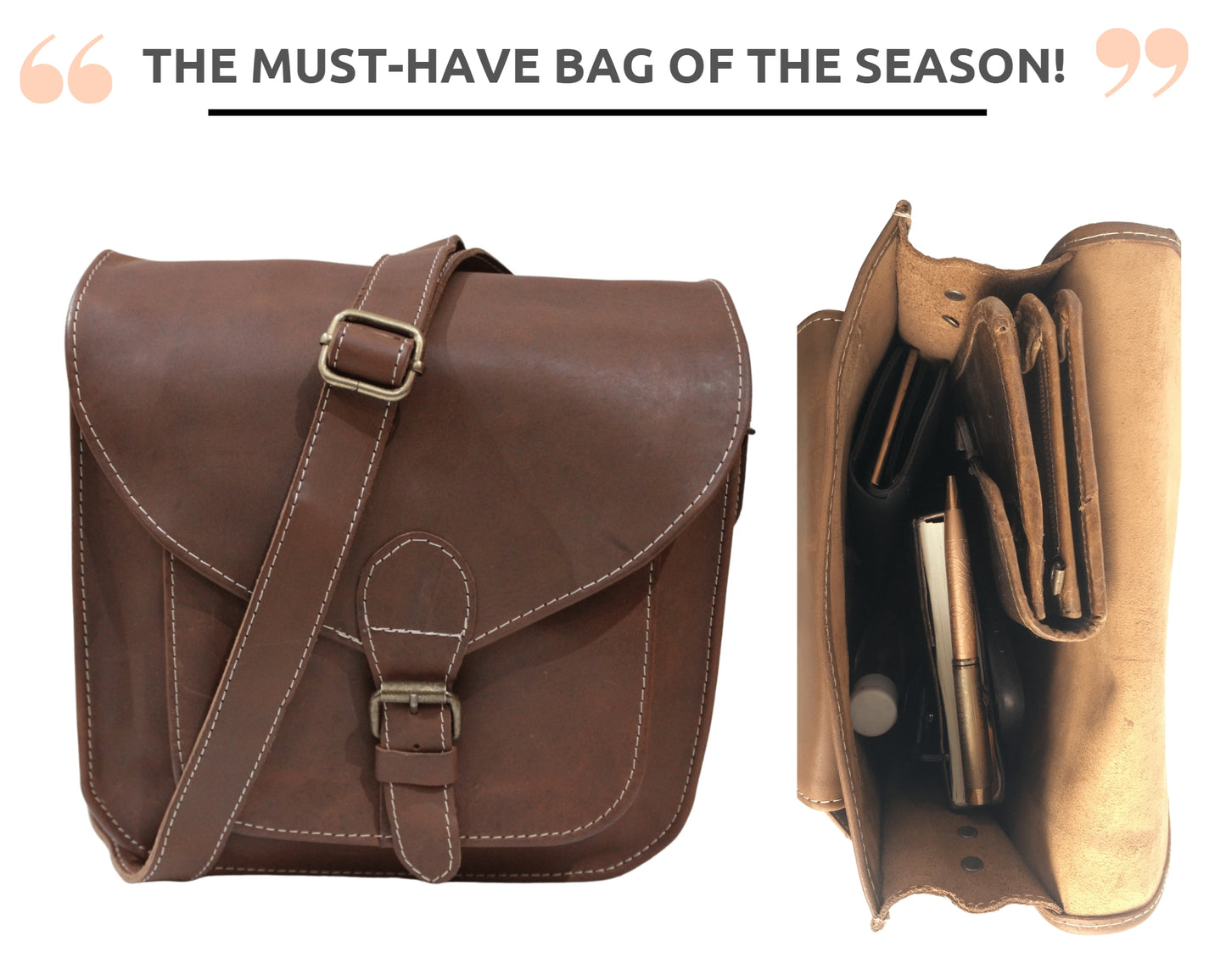 Madosh Women Genuine Leather Crossbody Shoulder Bag  Saddle Purse