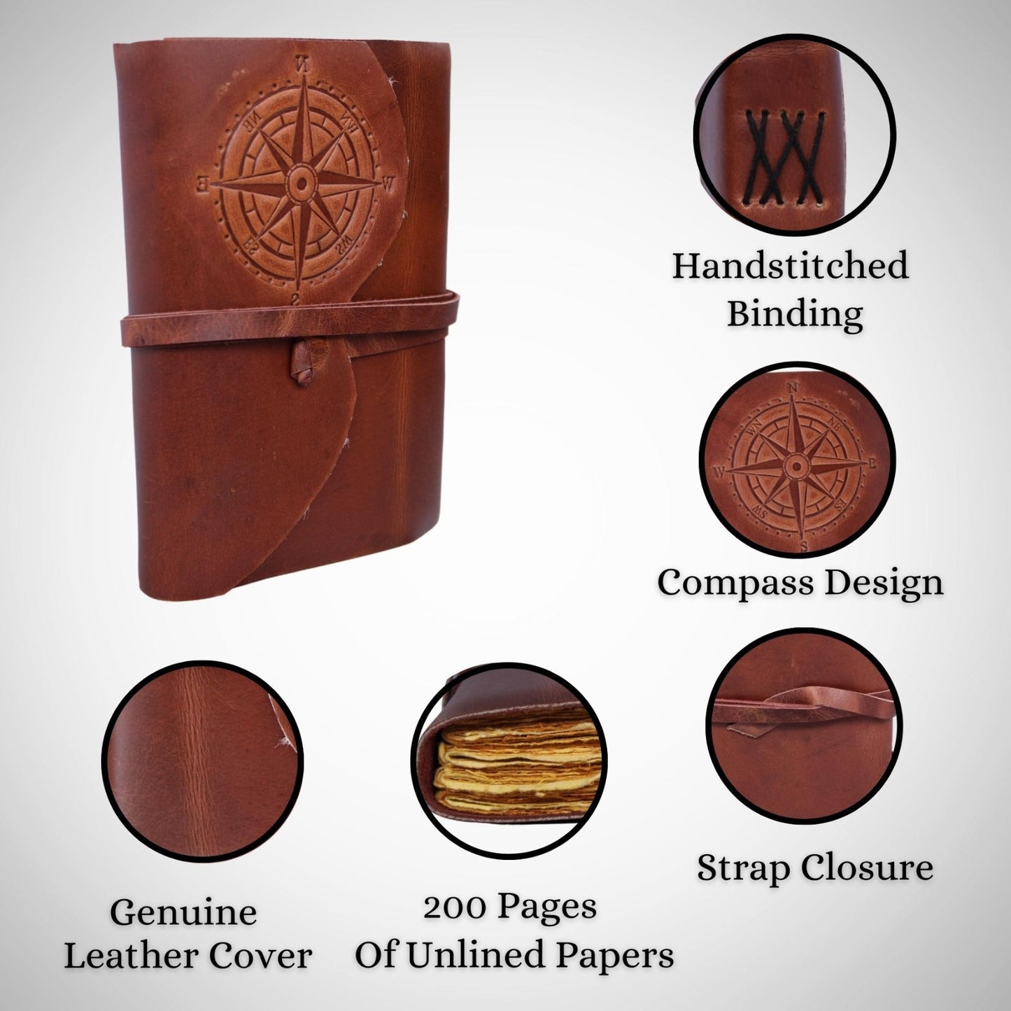 Genuine Leather Bound Brown Journal Handmade Diary Sketchers Writting Notebook