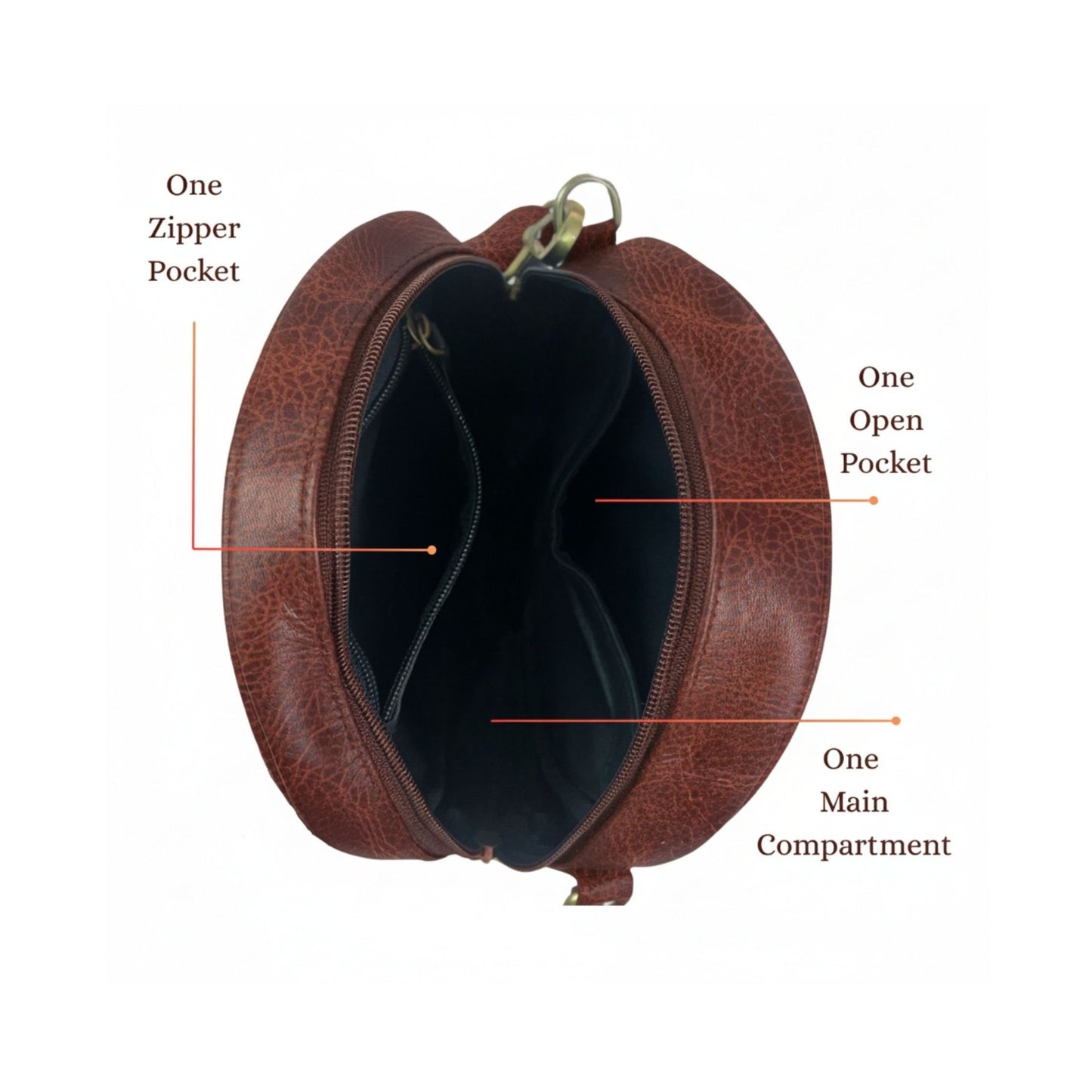 Stylish Round Crossbody Bag for Women – Small Circular Genuine Leather Purse with Adjustable Strap Brown Side Shoulder Fashion Handbag