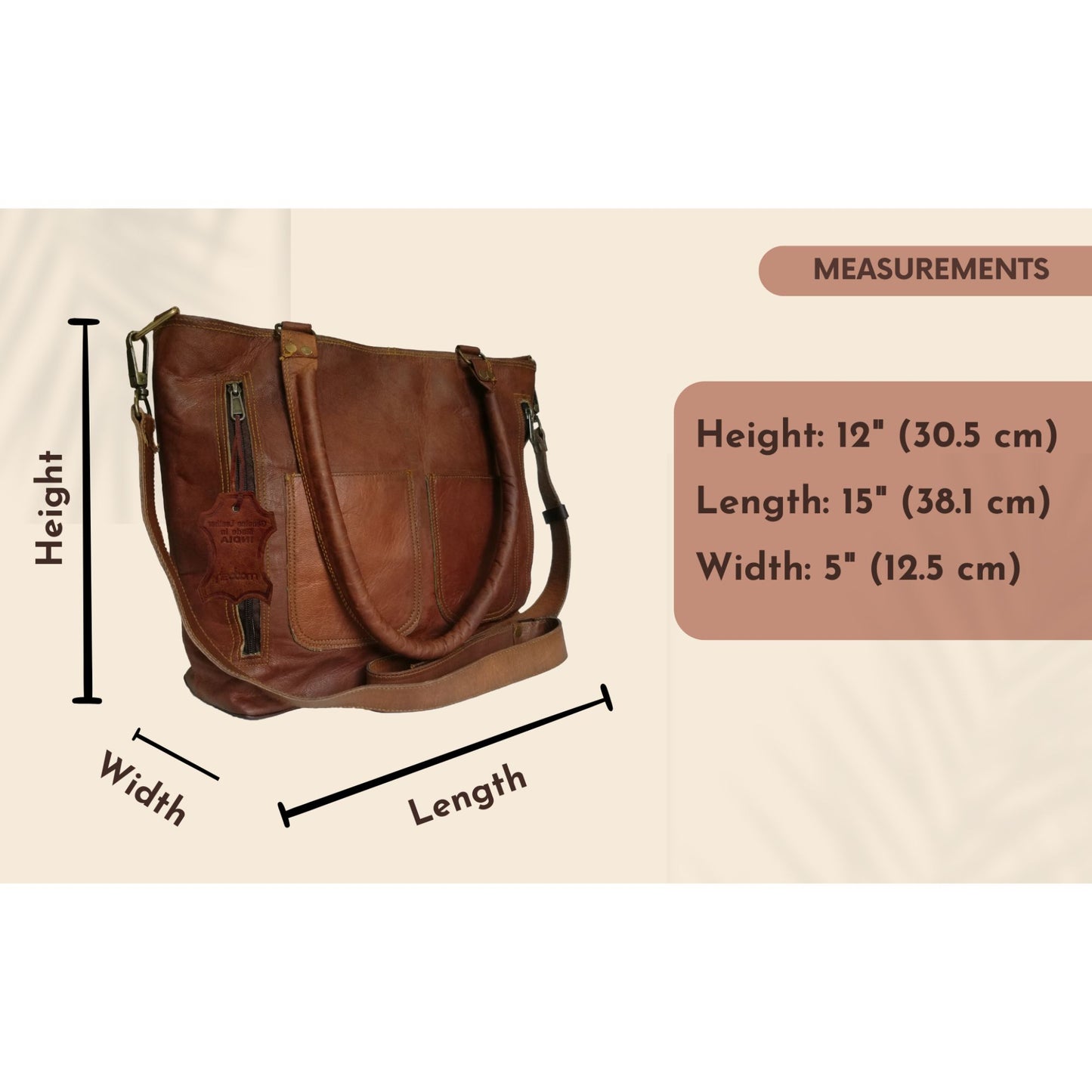 Womens Genuine Leather Brown Tote Shoulder Crossbody Handbag