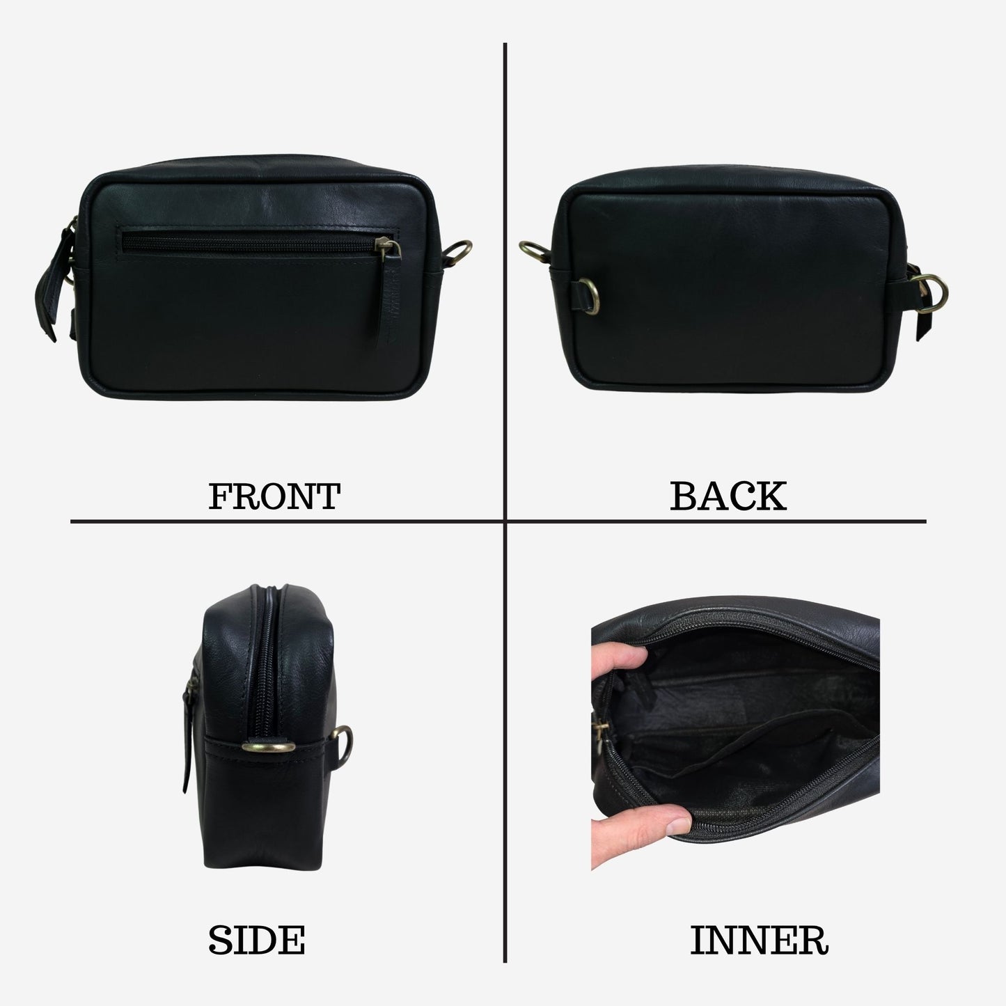 Unisex Genuine Leather Waist Bag & Crossbody Sling | 2-in-1 Travel Pouch with Adjustable Strap | Small Everyday Carry Bag Fanny Pack/Shoulder Bag for Men & Women (Black)