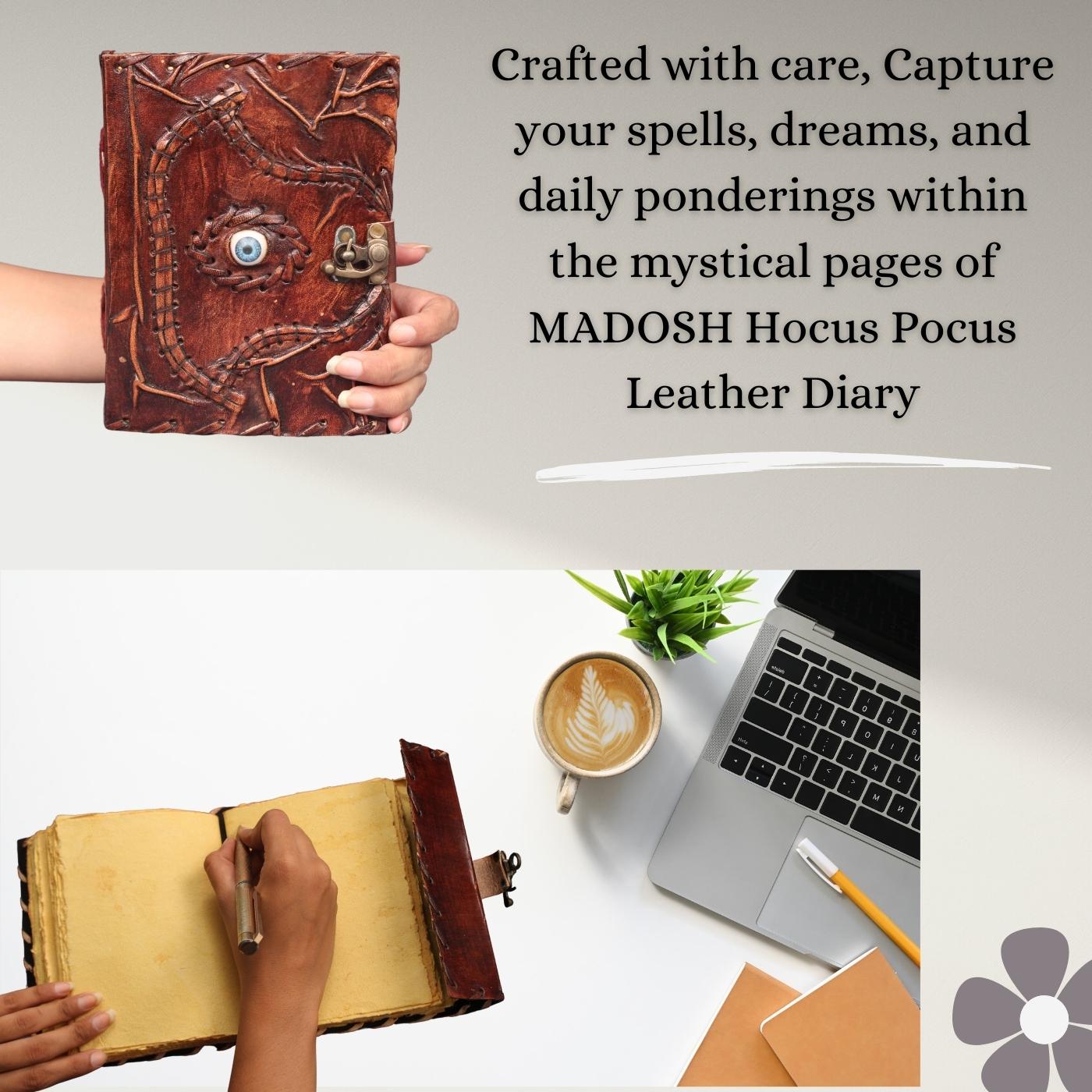 Madosh, Genuine Leather Bound Journal Office Notepad Diary Hocus Pocus Grimoire Book Handcrafted Plain Notebook