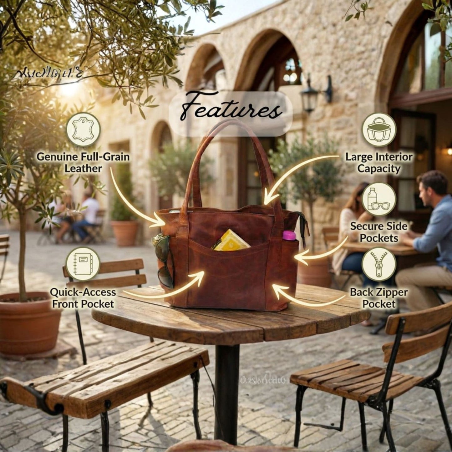 Womens Shoulder Handbag Genuine Leather Brown Ladies Tote Satchel Purse Bag