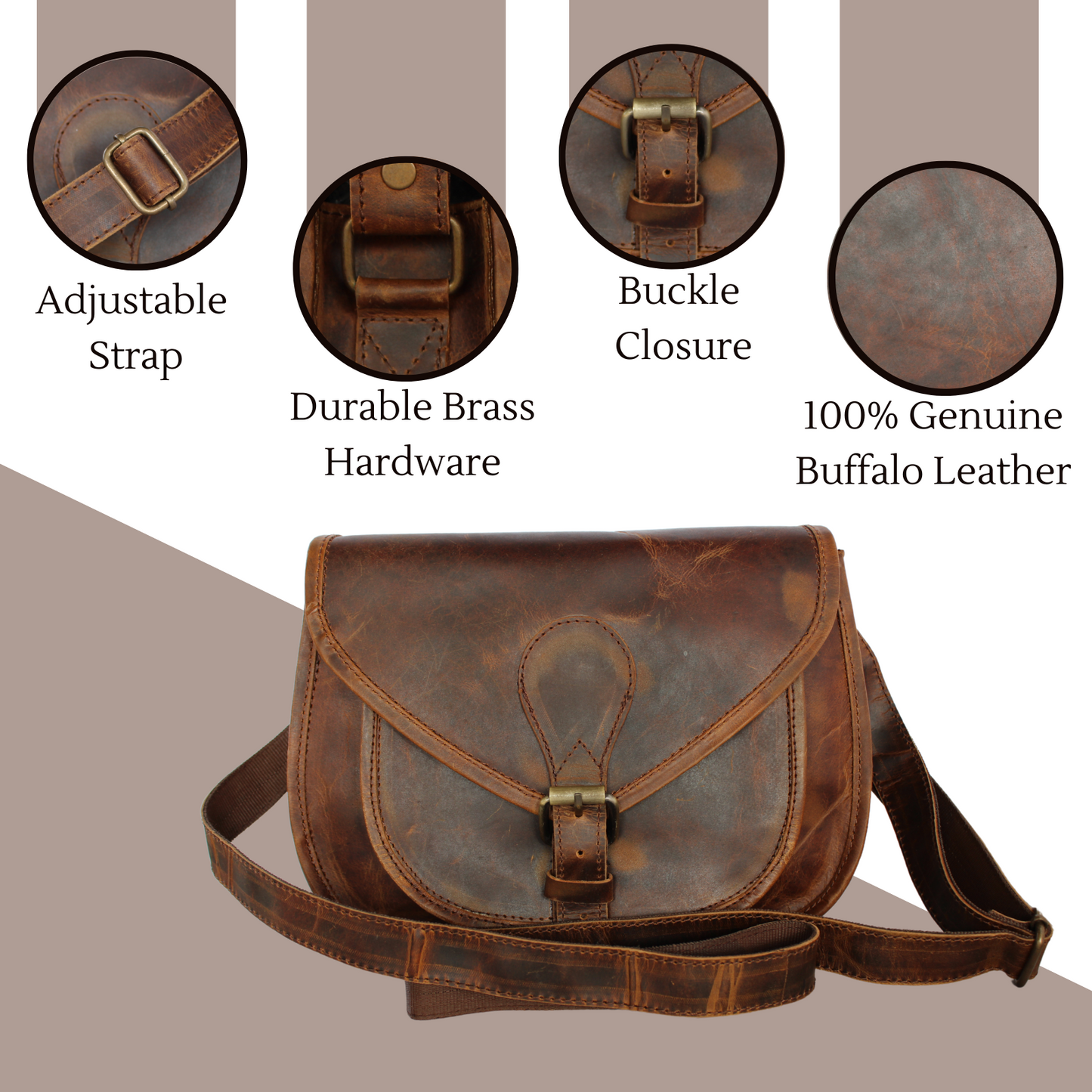 Womens Shoulder Satchel Bag Genuine Leather Evening Crossbody Brown Ladies Purse