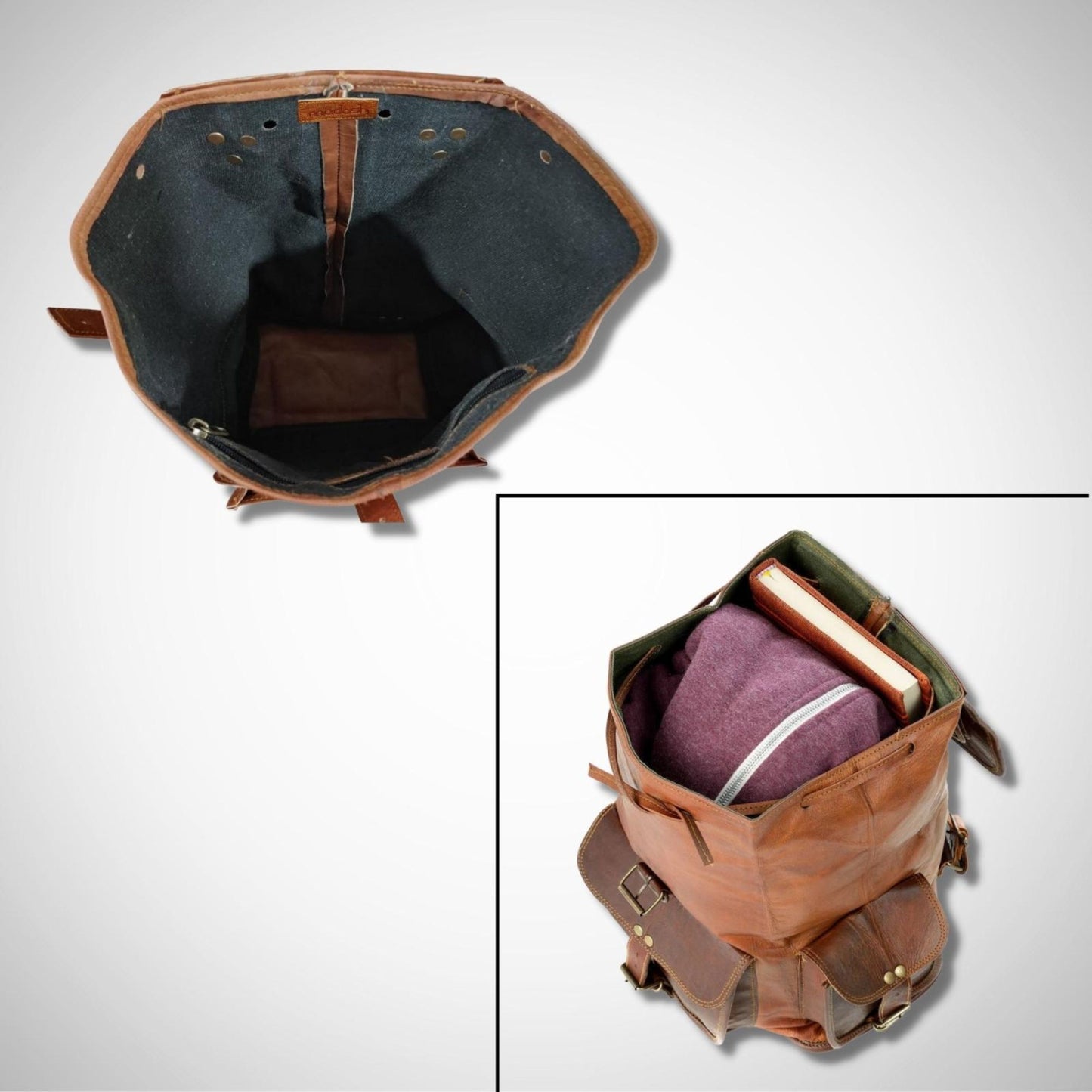 Vintage Genuine Leather 16" Rucksack Luggage Travel Hiking Bag. Terra Series(Ranger)