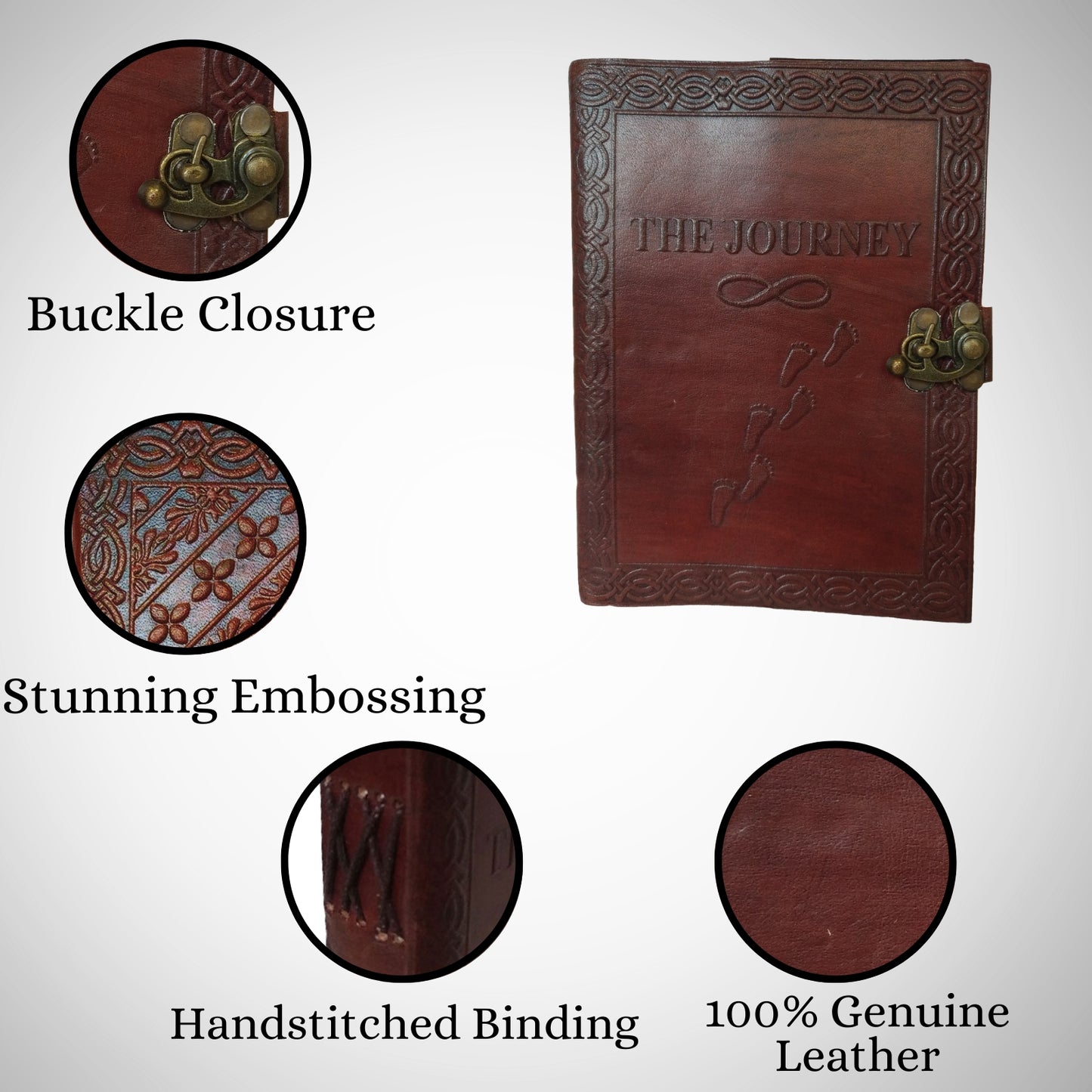 Embossed Personal Brown Diary Genuine Leather Schedule Planner Notebook