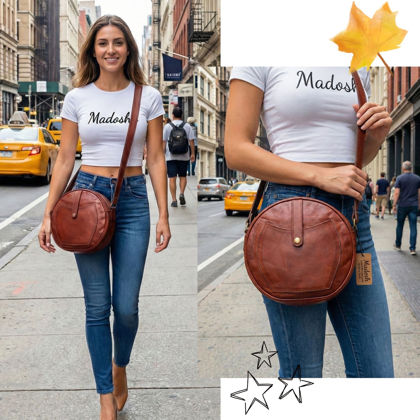 Crossbody Purse Soft Leather Hobo Women Semi Circle Zipper Brown Bag