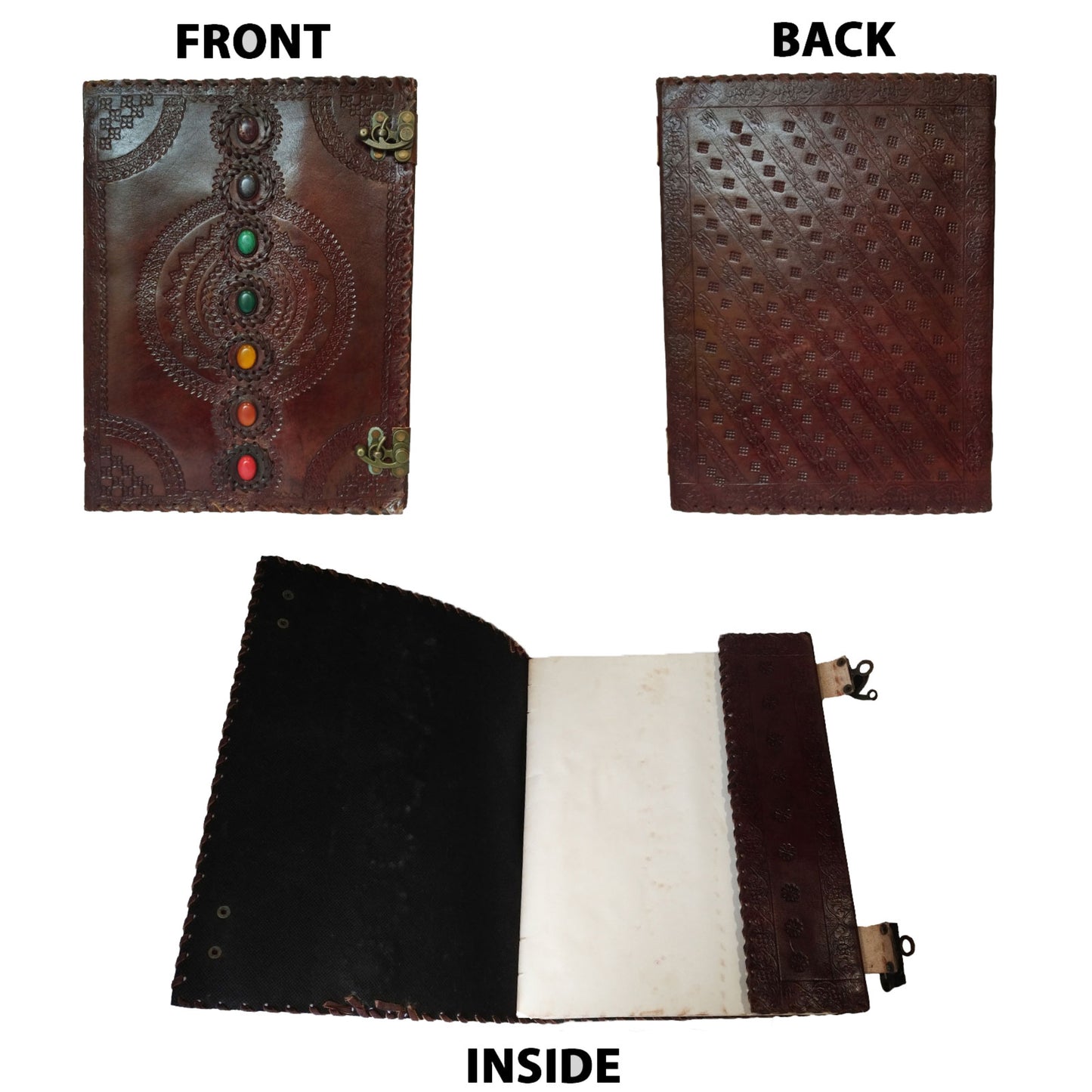 Genuine Leather Journal Medieval Stones Embossed Handmade Notebook Diary