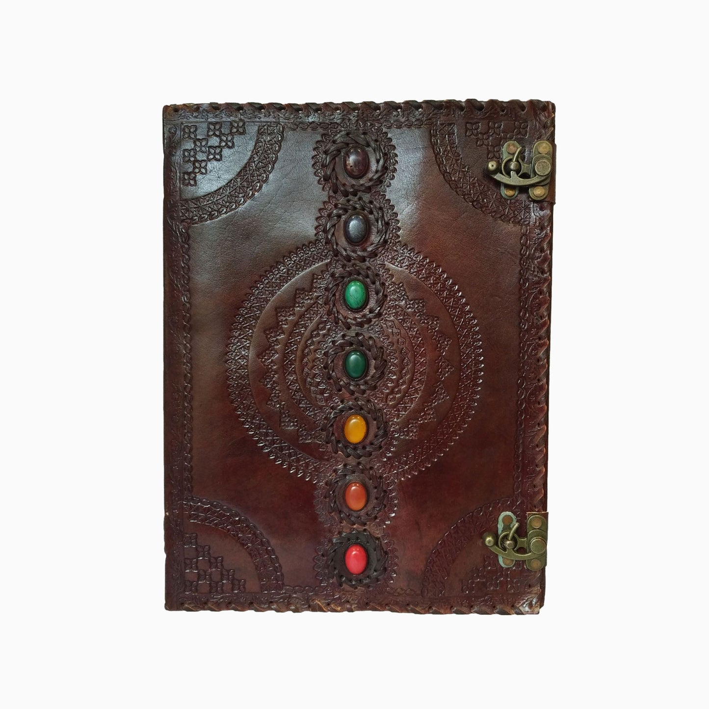 Genuine Leather Journal Medieval Stones Embossed Handmade Notebook Diary