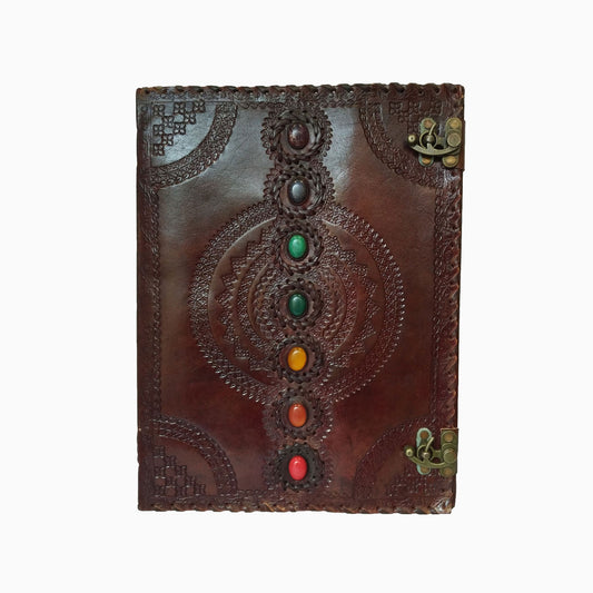 Genuine Leather Journal Medieval Stones Embossed Handmade Notebook Diary