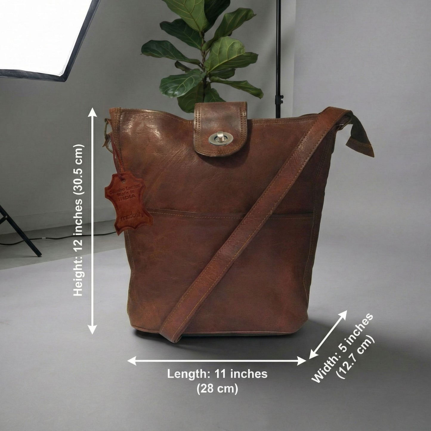 Women Crossbody Vintage Bag Brown Handbag Genuine Leather Purse