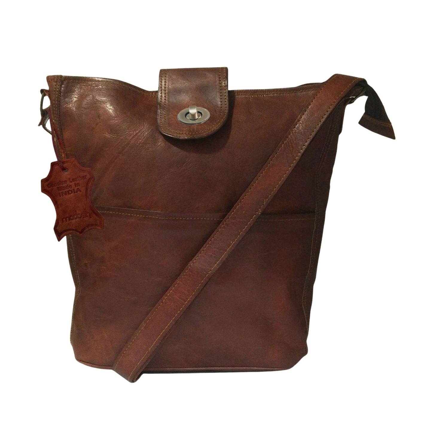 Women Crossbody Vintage Bag Brown Handbag Genuine Leather Purse