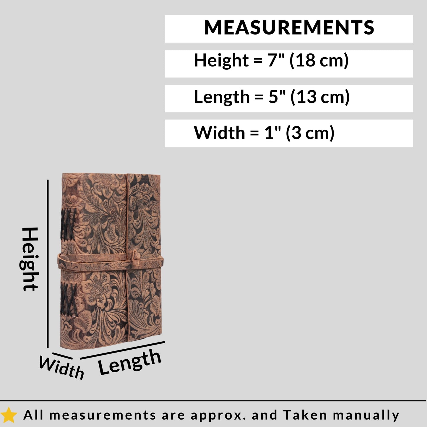 Genuine Leather Buff Garden Embossed Grimoire Journal Brown Plain Diary Notebook