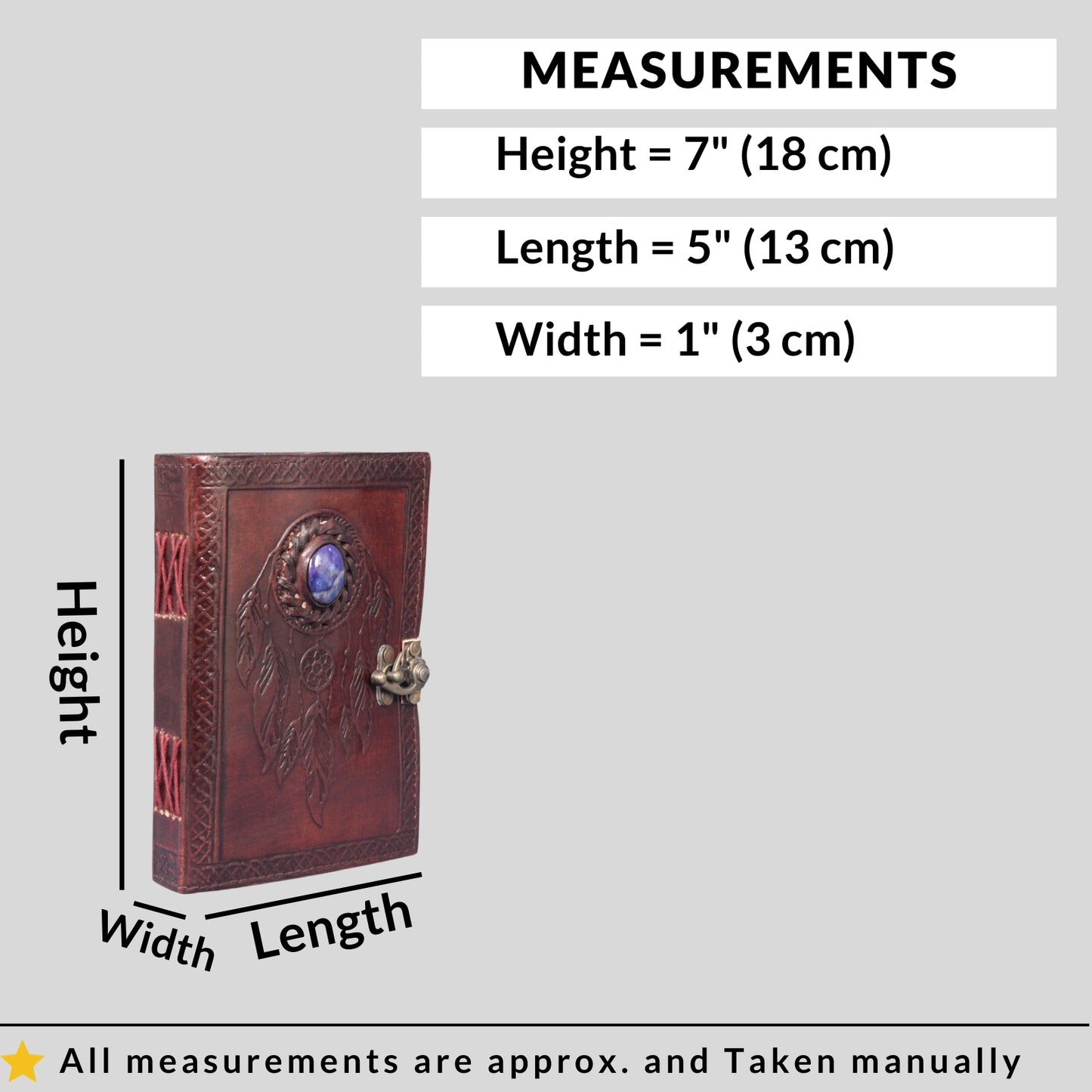 Genuine Leather Bound Dream Catcher Grimoire Plain Small Diary Writing Notebook