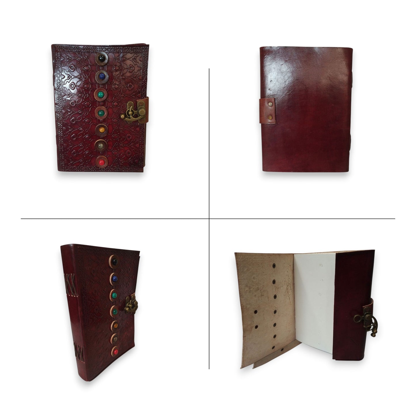 Brown Embossed Seven Stones Diary Genuine Leather Everyday Oragniser