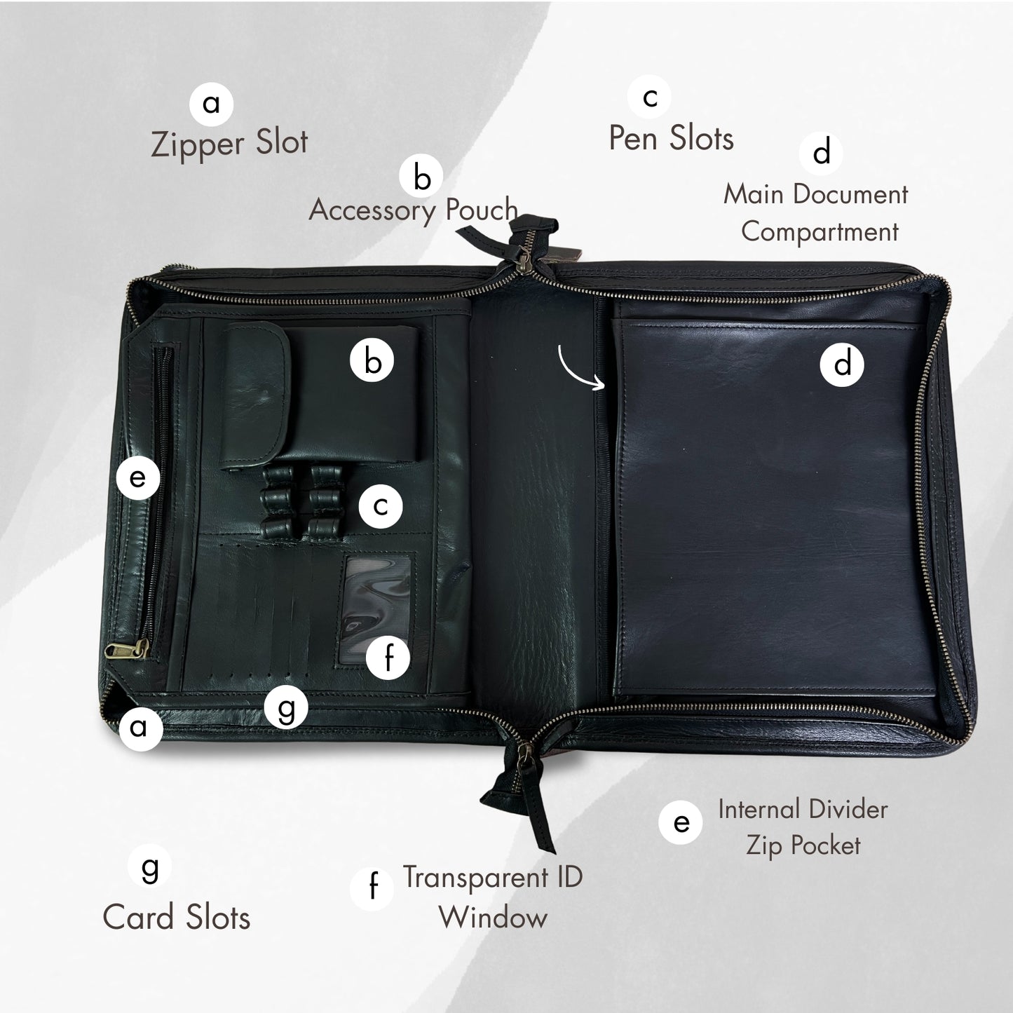 Buffalo Leather File folder Business Padfolio iPad Holder Document Organizer-BLACK