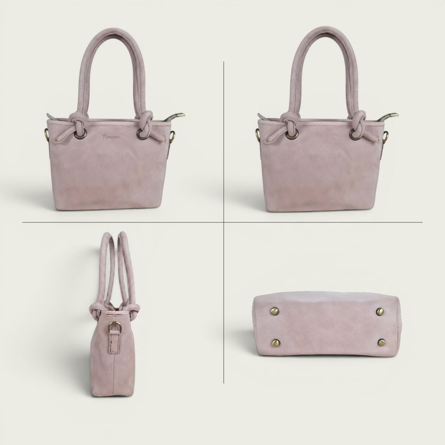 Blush pink Suede Leather Crossbody Handbag Women's Mini Tote Purse