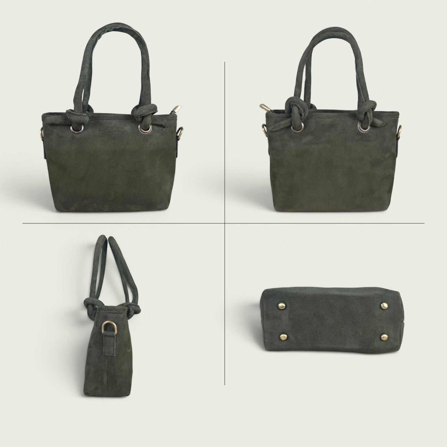 Forest Green Suede Leather Crossbody Handbag Women's Mini Tote Purse