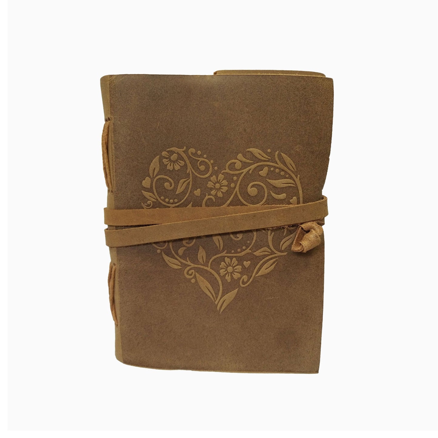 Genuine Leather Book Heart Shape Cover Bound Diary Blank Daily Planner