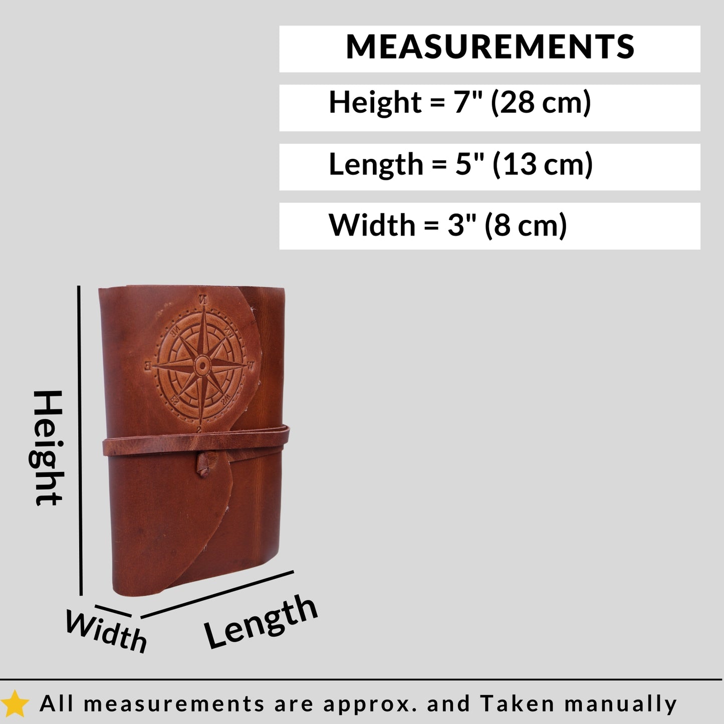 Genuine Leather Bound Brown Journal Handmade Diary Sketchers Writting Notebook