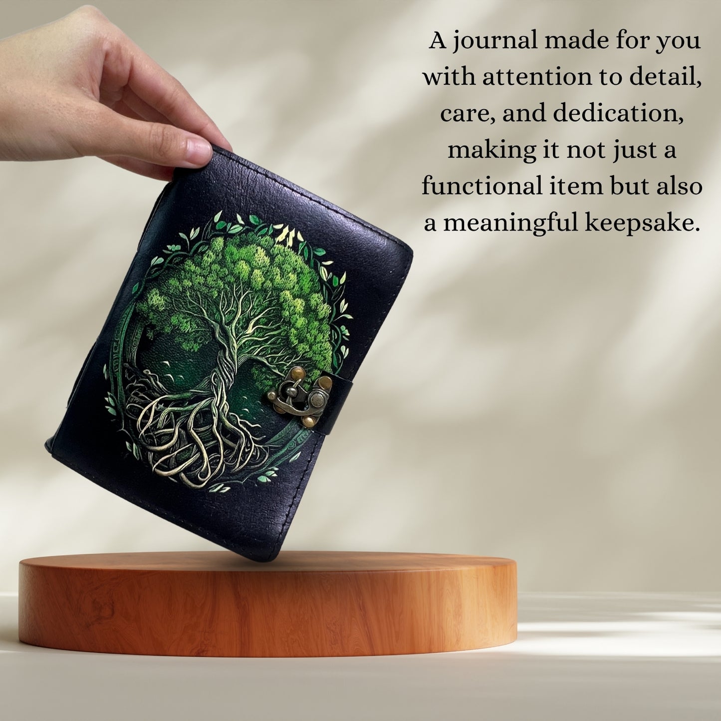 Madosh, Handmade Genuine Leather Journal with Tree of Life Design – 200 Unlined Pages | Vintage Lock Diary | 7x5” Travel Notebook for Writing, Sketching, Gifting