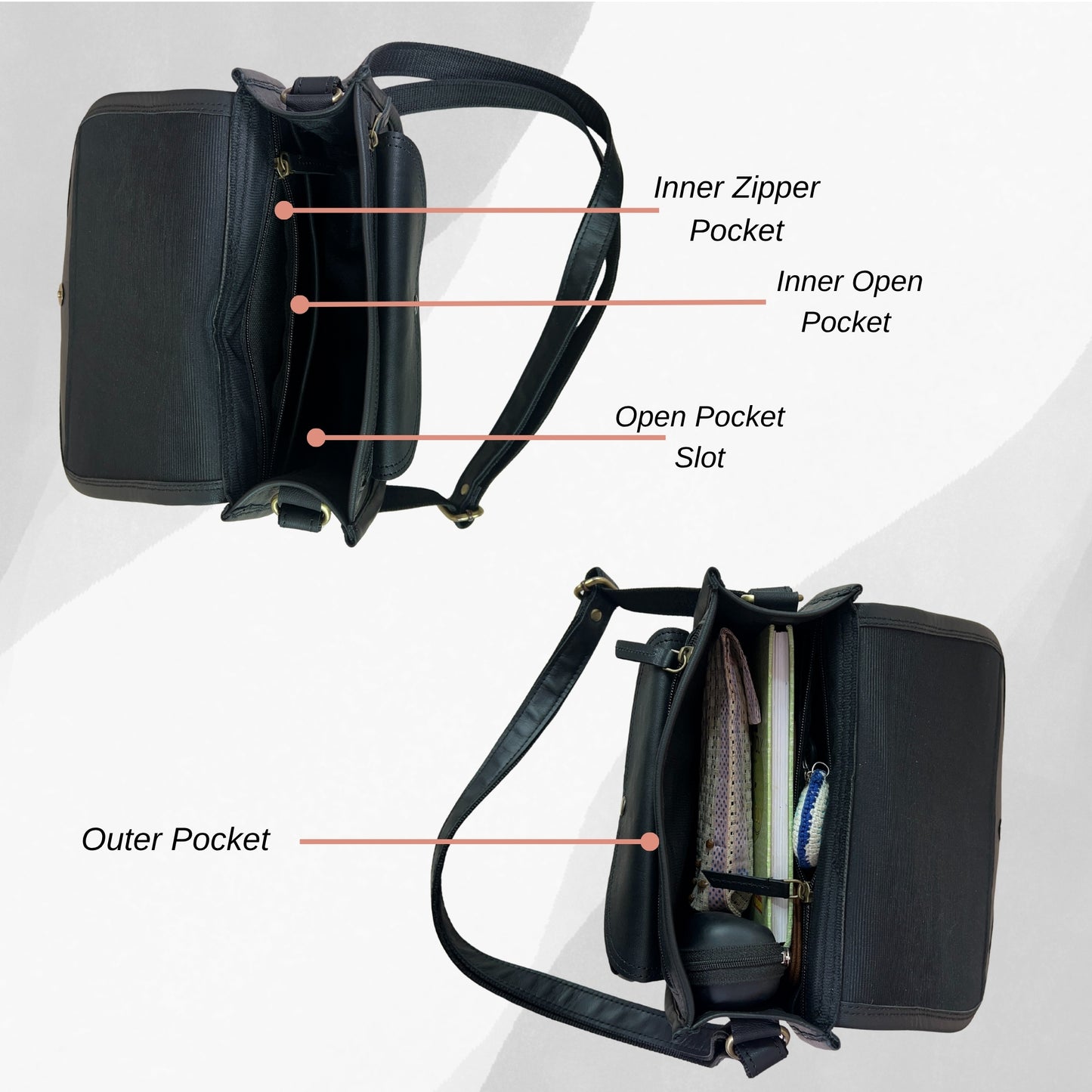 Women's Saddle Crossbody Handbag Genuine Leather Evening Shoulder Sling Bag-BLACK