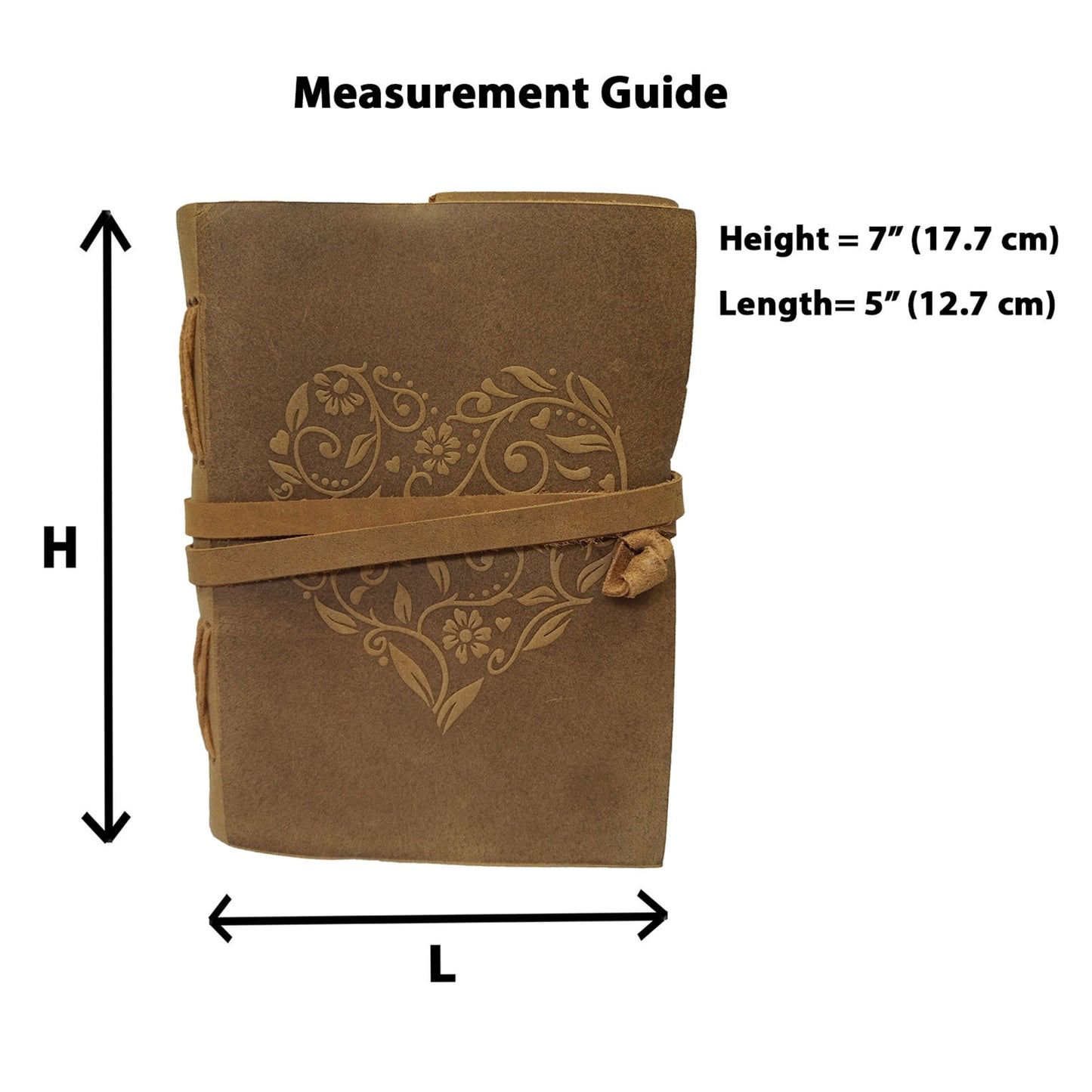 Genuine Leather Book Heart Shape Cover Bound Diary Blank Daily Planner