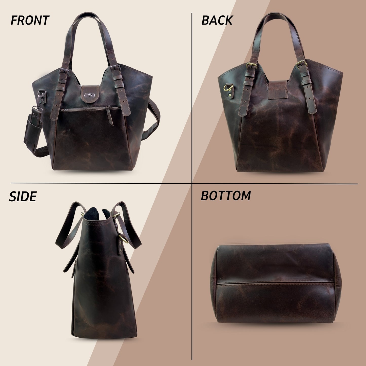 Large Leather Shoulder Bag Work Office Tote Travel Shopper Handbag Hobo Purse