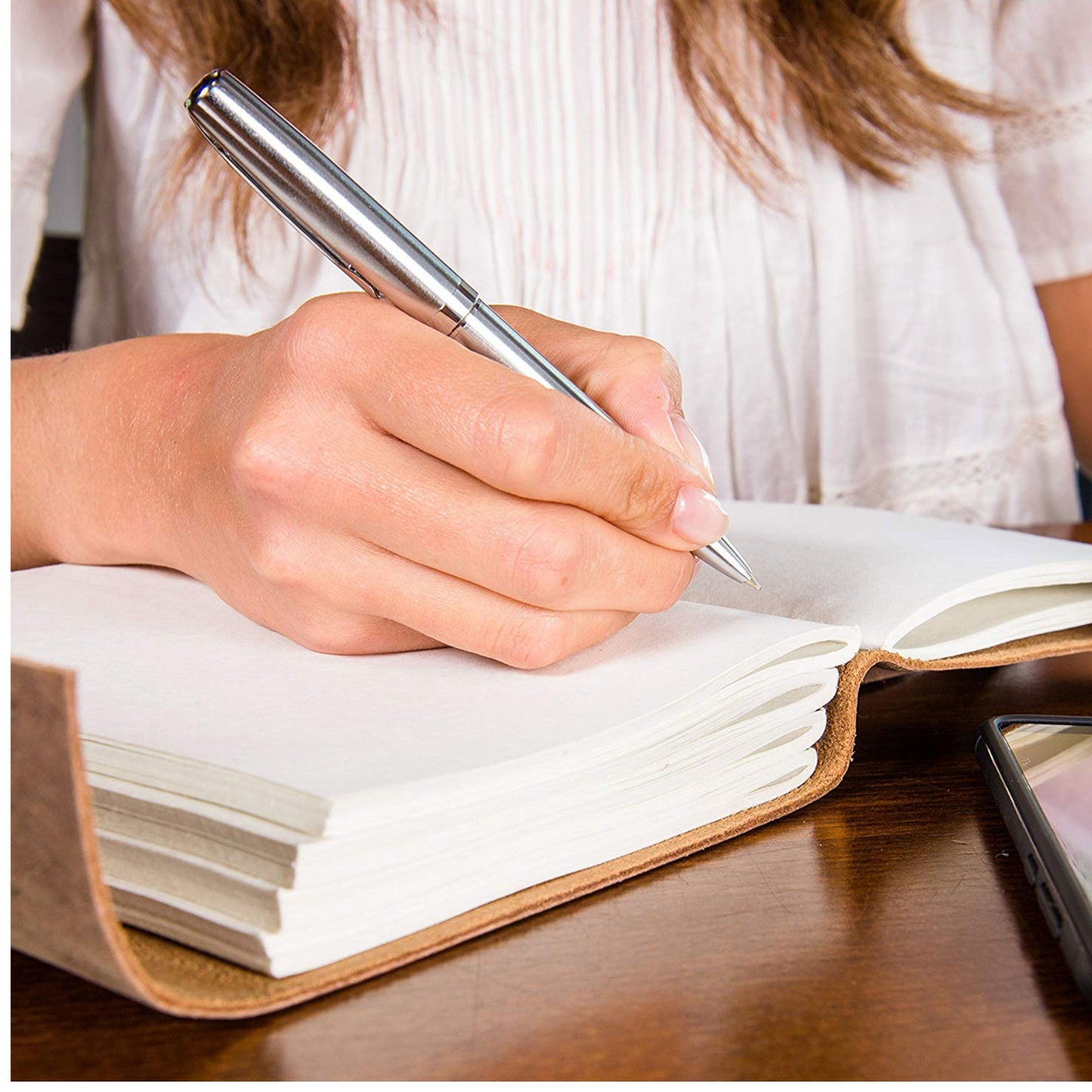 Genuine Leather Book Heart Shape Cover Bound Diary Blank Daily Planner