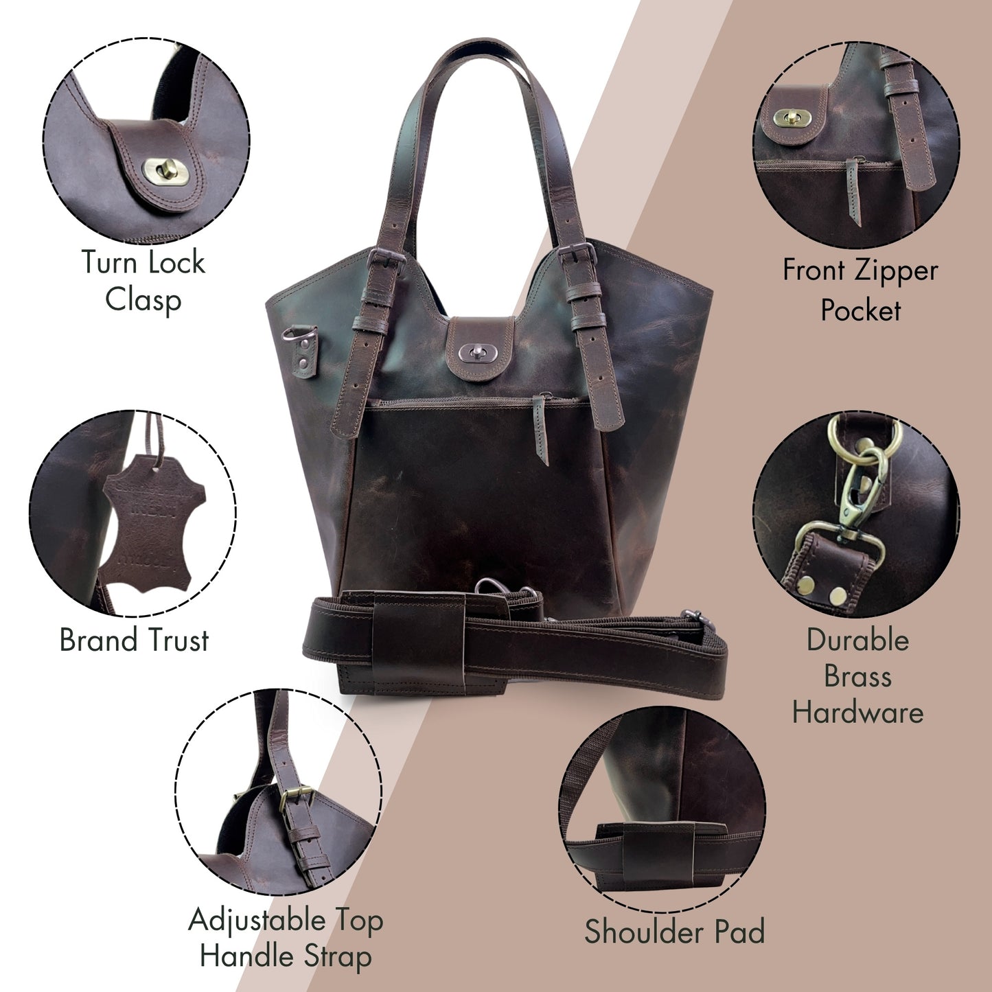 Large Leather Shoulder Bag Work Office Tote Travel Shopper Handbag Hobo Purse