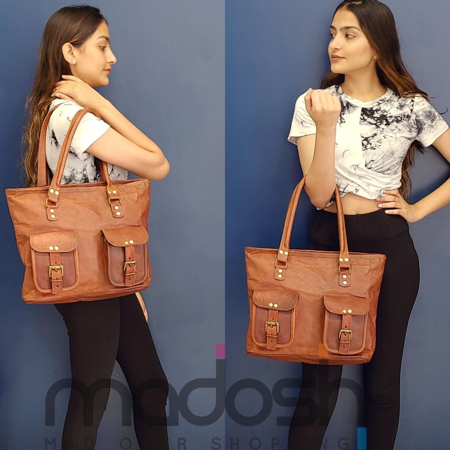 Vintage Genuine Leather Stylish Shopping Tote Shoulder Hand Bag For Women