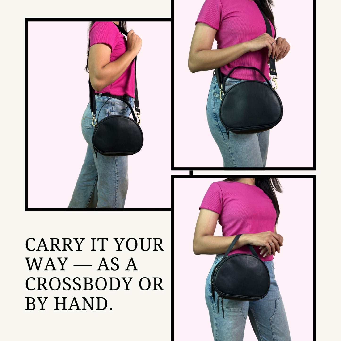 Madosh Women's Genuine Leather Handbag Purse – Minimalist Small Crossbody Bag with Detachable Strap & Top Handle, Handmade for Everyday & Evening Use