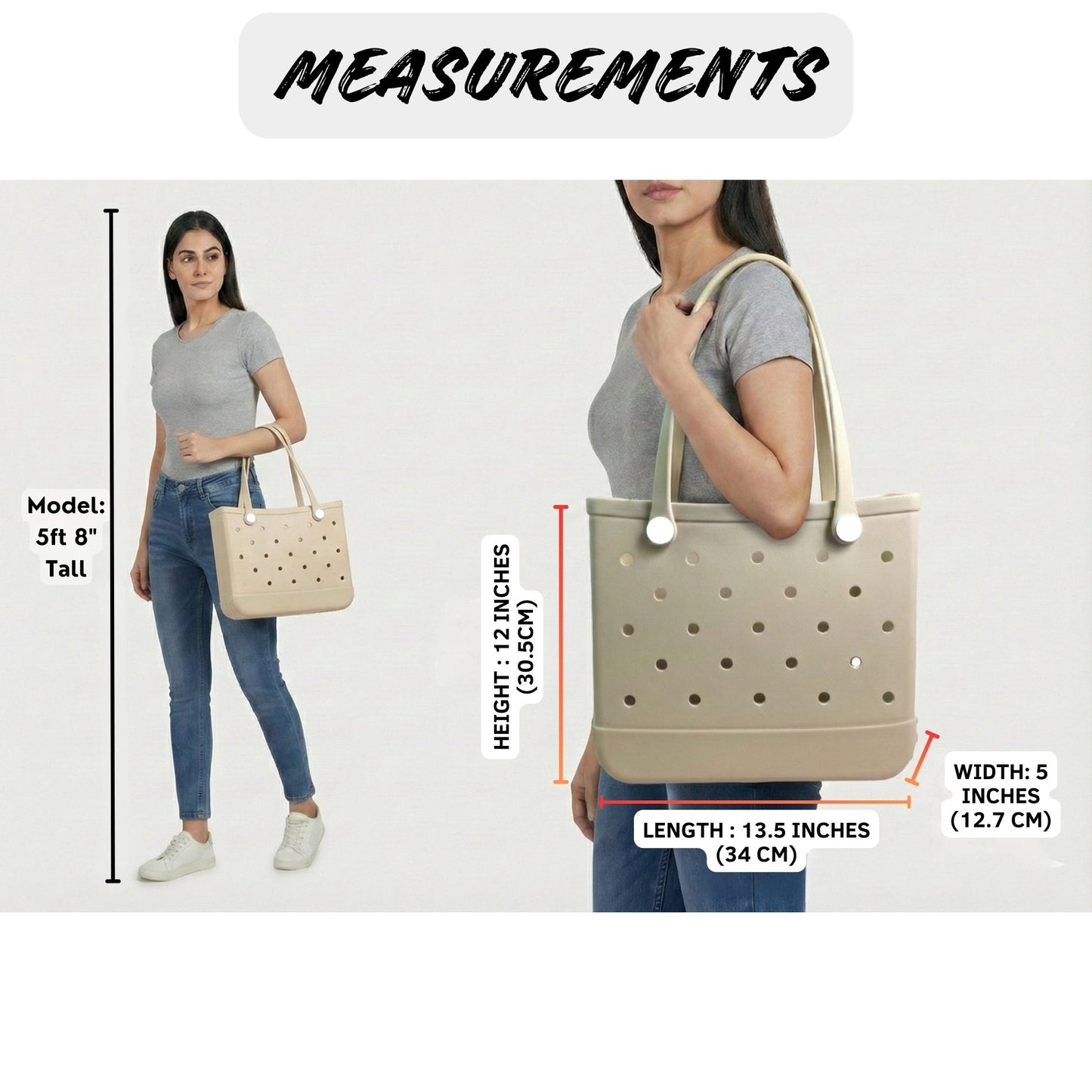 EVA Beach Tote Bag for Women Waterproof Rubber Open Top Pool Bag Washable Sandproof Large Travel Basket Shower & Handbag.