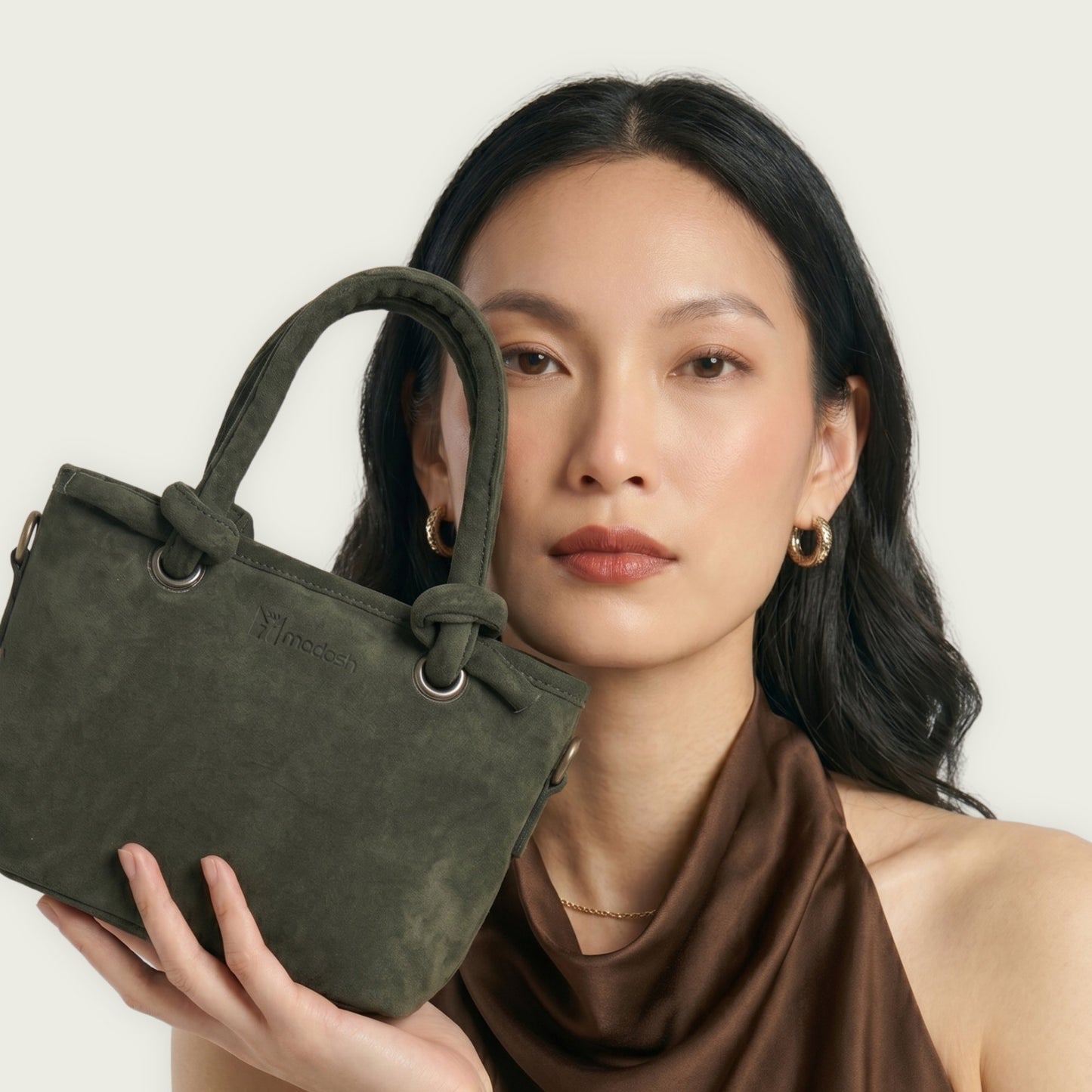 Forest Green Suede Leather Crossbody Handbag Women's Mini Tote Purse