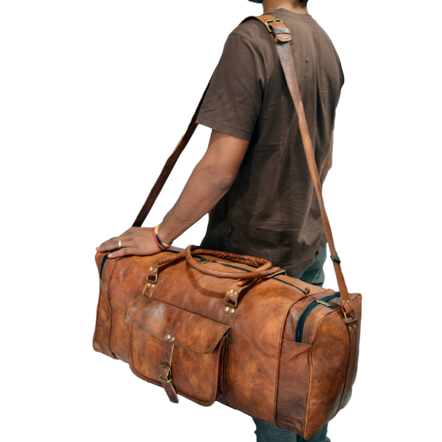 Designer Genuine Leather Travel Duffel Bag Weekend Overnight Luggage Duffle Holdall Bag