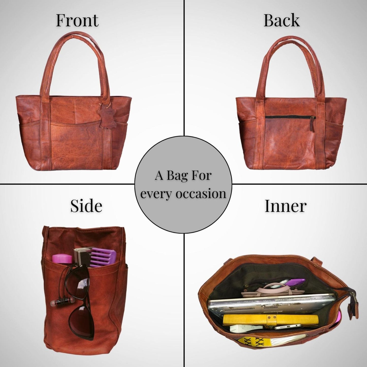 Womens Shoulder Handbag Genuine Leather Brown Ladies Tote Satchel Purse Bag