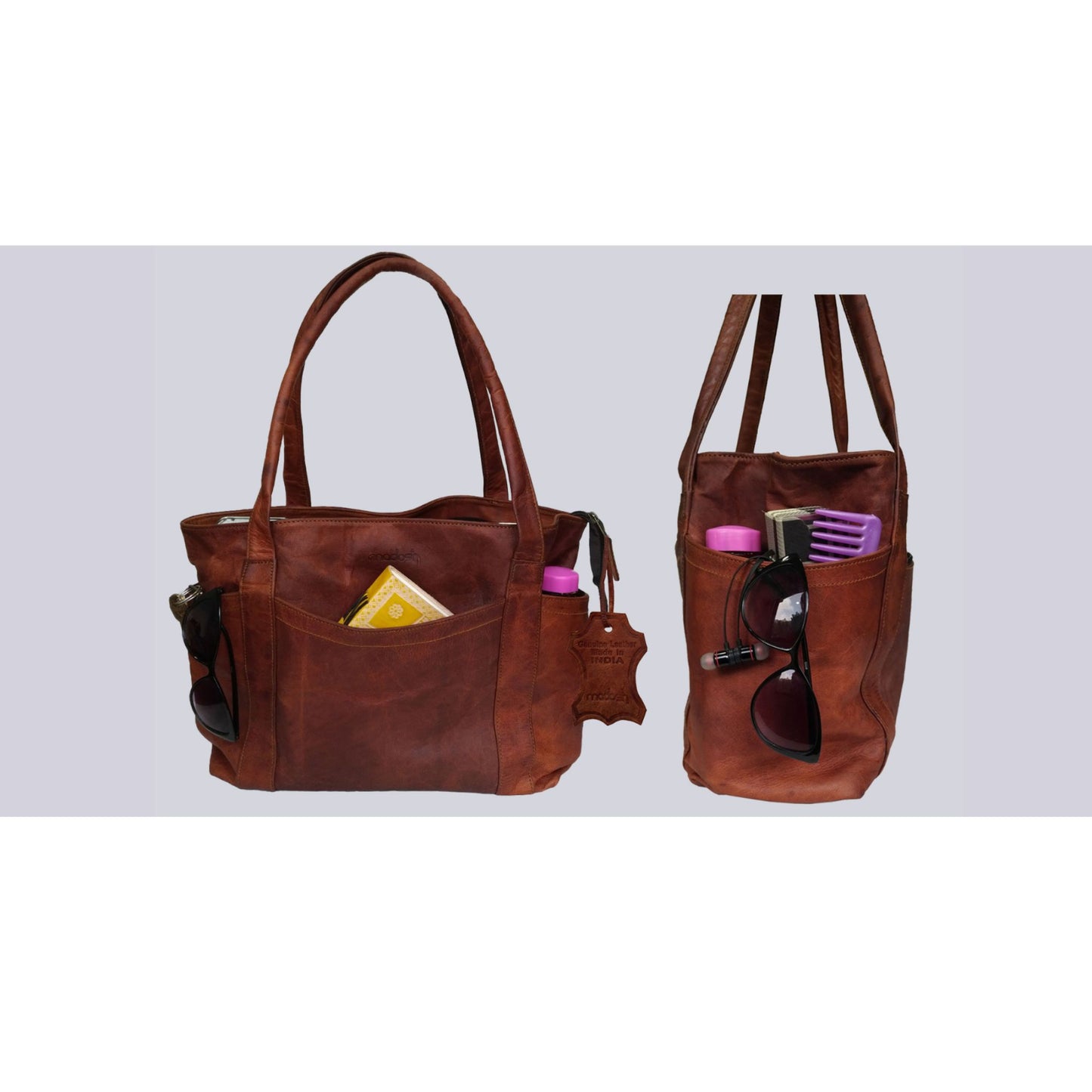 Women's Side Shoulder Crossbody Bag Genuine Leather Tote Bag Brown Daily Wear Office Bag