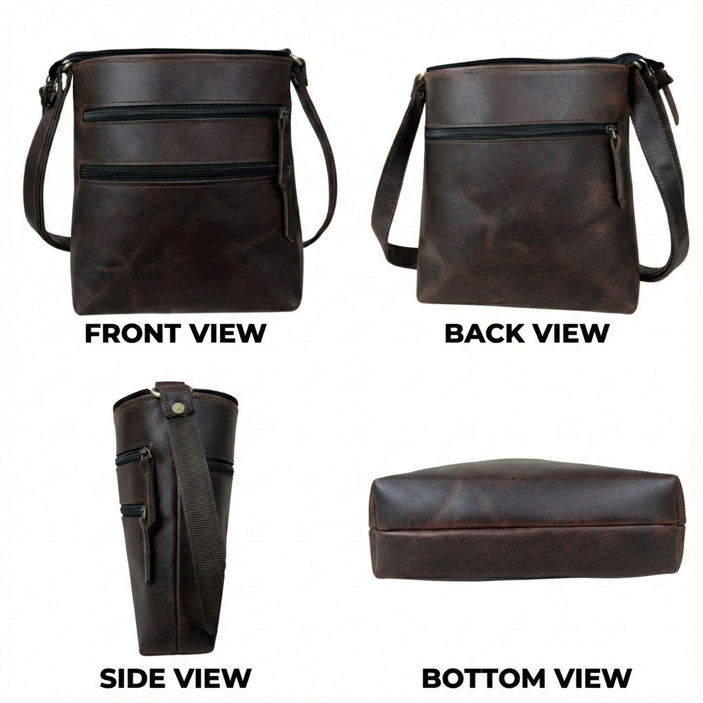 Leather Crossbody Handbag Unisex Hobo Bag Vintage Small Sling Crossover Bag