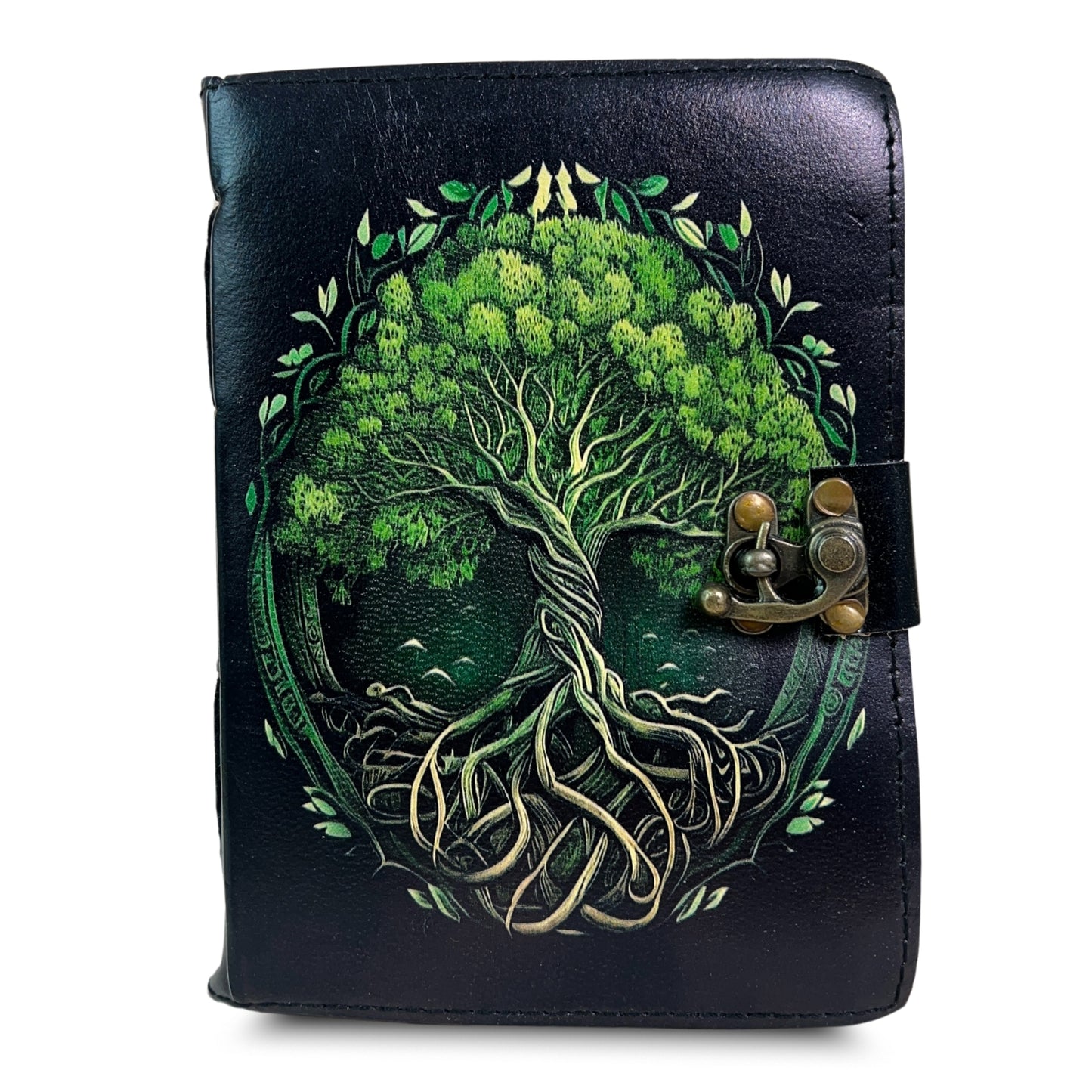 Madosh, Handmade Genuine Leather Journal with Tree of Life Design – 200 Unlined Pages | Vintage Lock Diary | 7x5” Travel Notebook for Writing, Sketching, Gifting