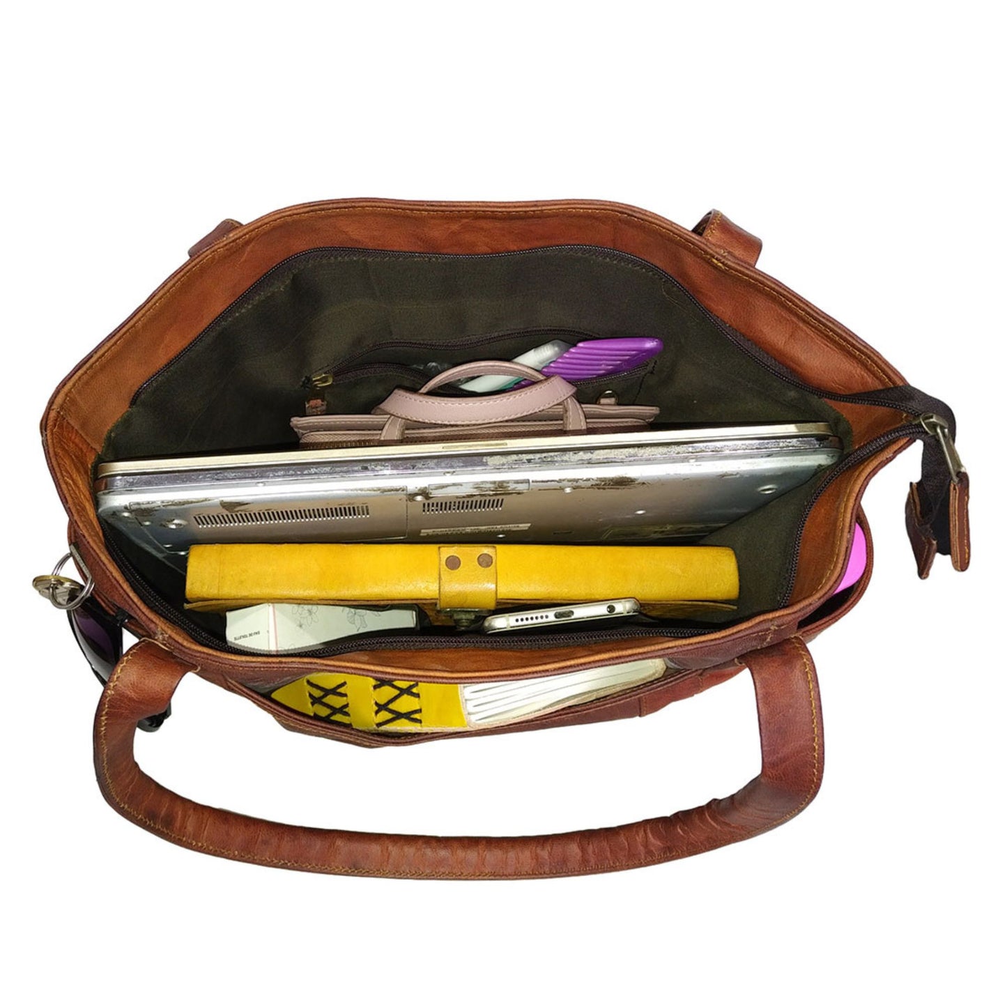 Women's Side Shoulder Crossbody Bag Genuine Leather Tote Bag Brown Daily Wear Office Bag