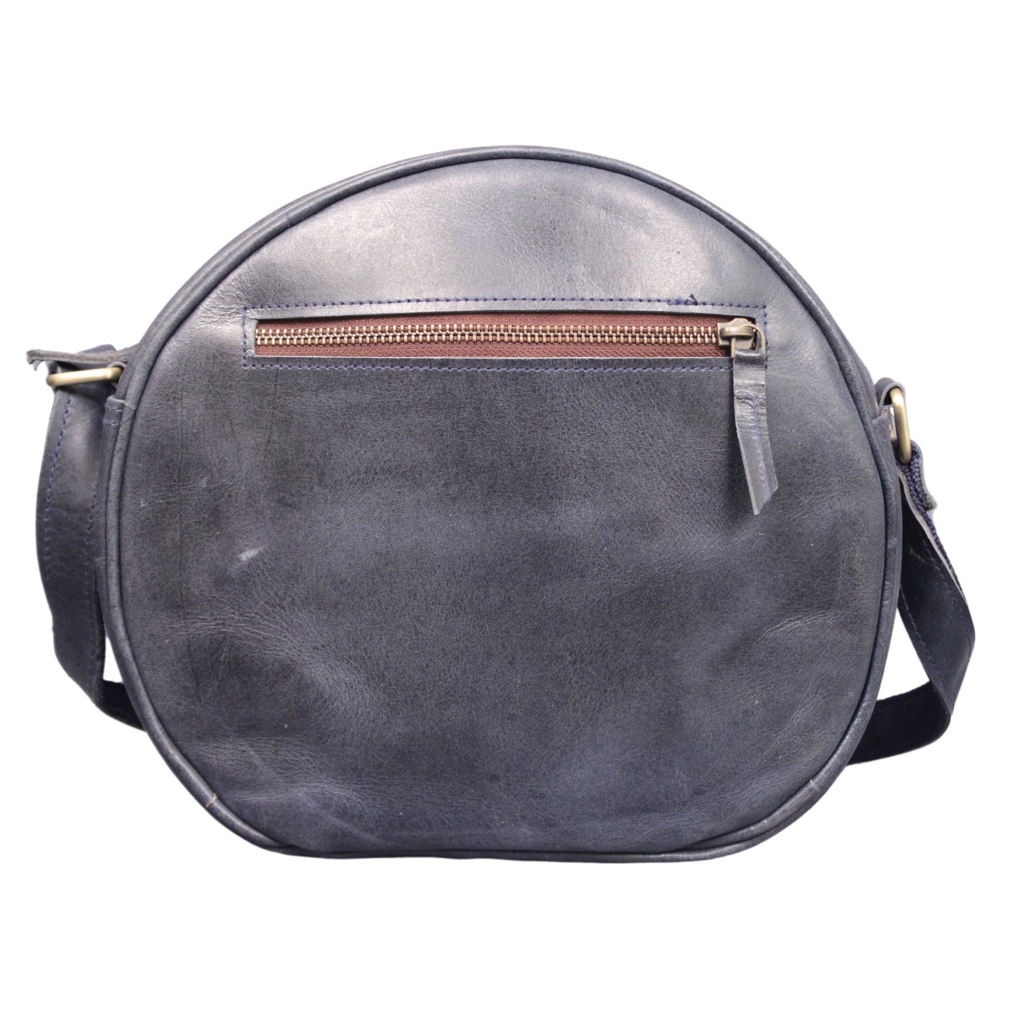 Crossbody Purse Buffalo Leather Hobo Women Semi Circle Zipper Blue Bag