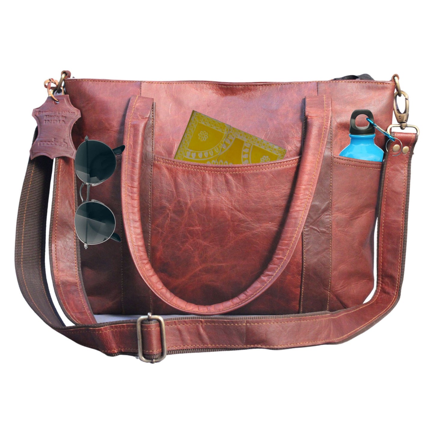 Women's Side Shoulder Crossbody Bag Genuine Leather Tote Bag Brown Daily Wear Office Bag