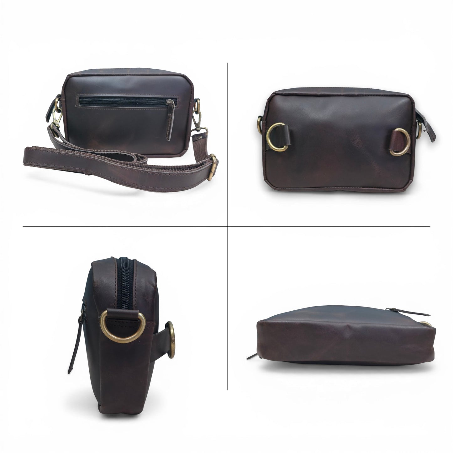 Unisex Genuine Leather Waist Bag & Crossbody Sling | 2-in-1 Travel Pouch with Adjustable Strap | Small Everyday Carry Bag Fanny Pack/Shoulder Bag for Men & Women (Brown)
