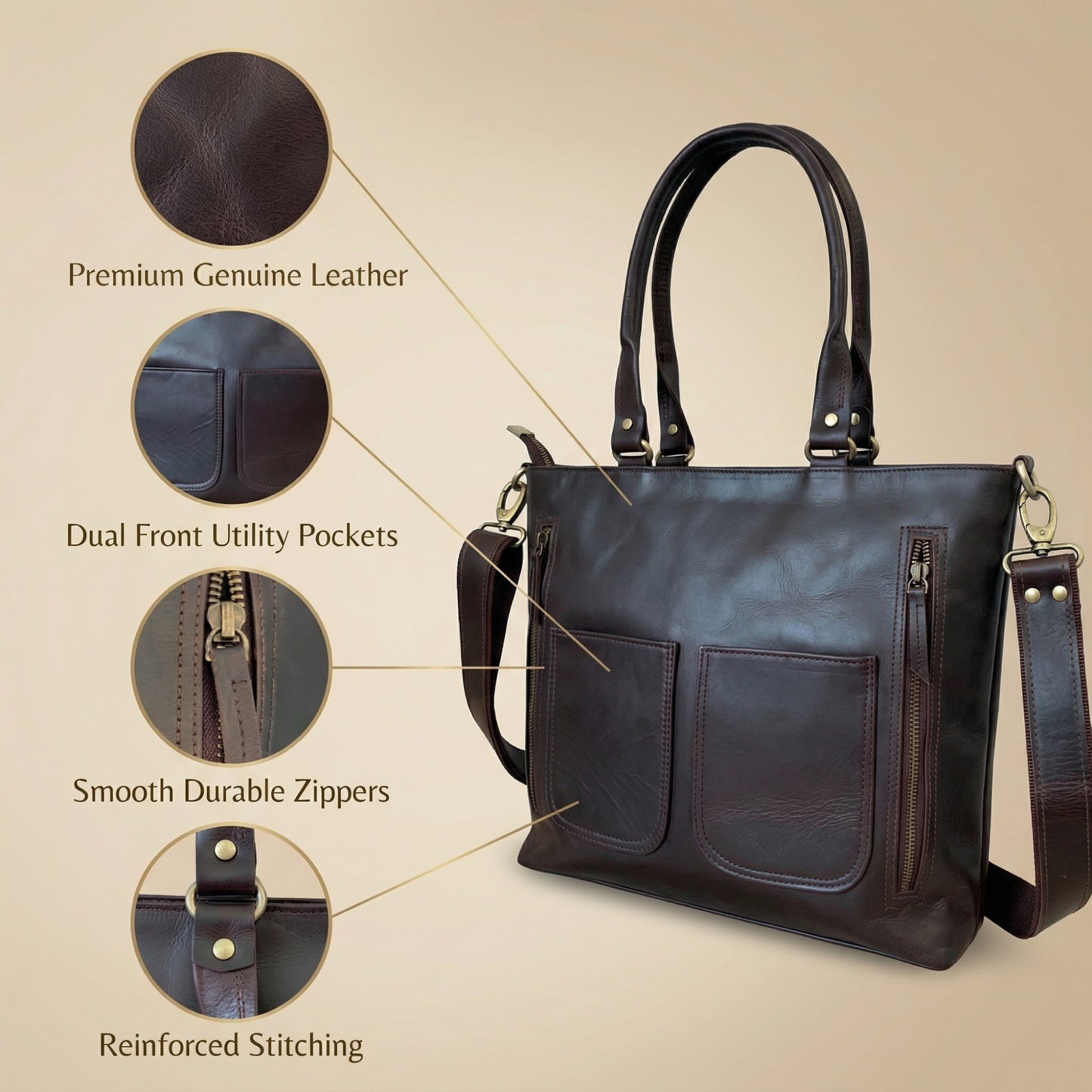 Women's Tote Real Leather Crossbody Top Handle Office Purse Handbag