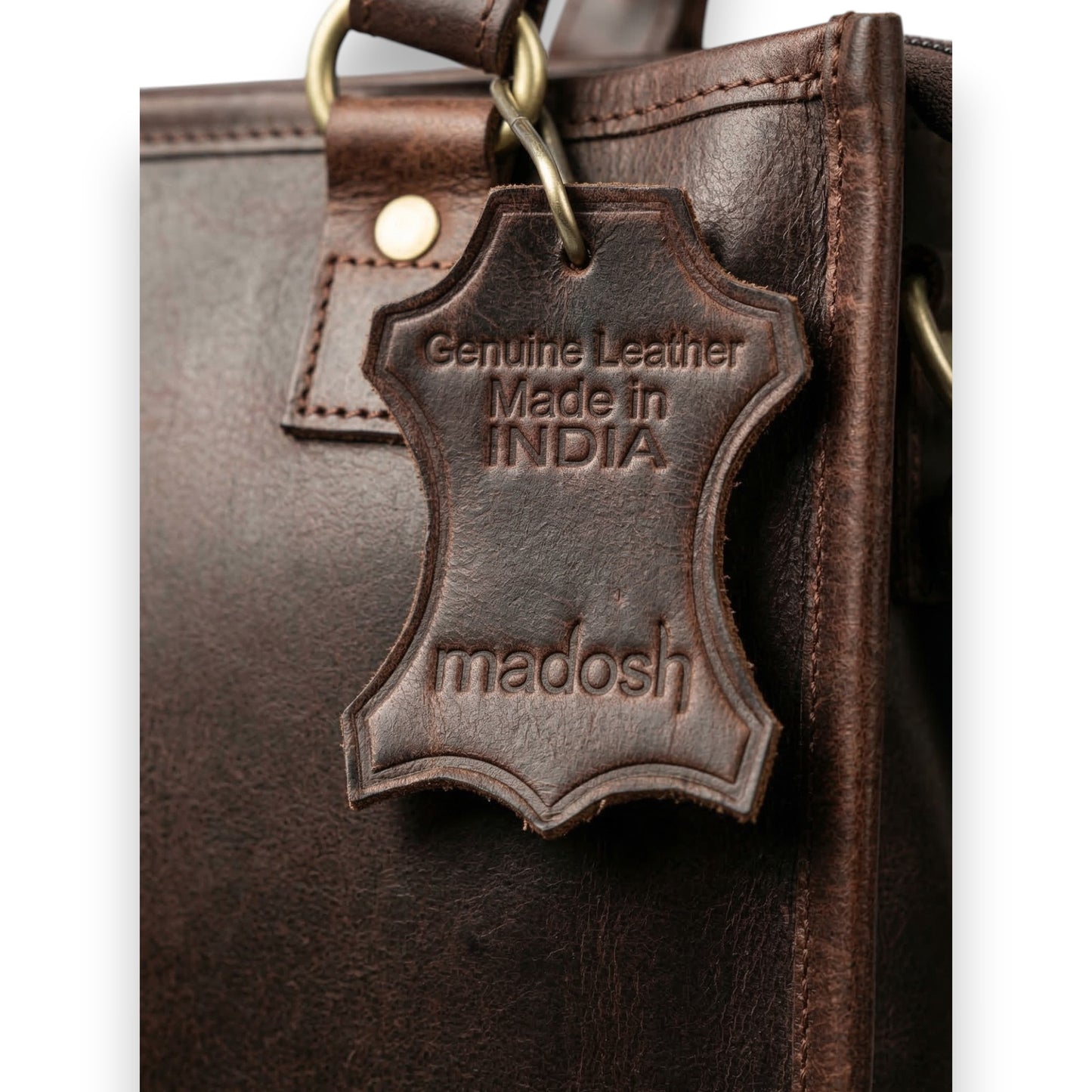 Madosh, Genuine Leather Top Handle Brown Tote Bag Medium Crossbody Sling Satchels Handbags for Women