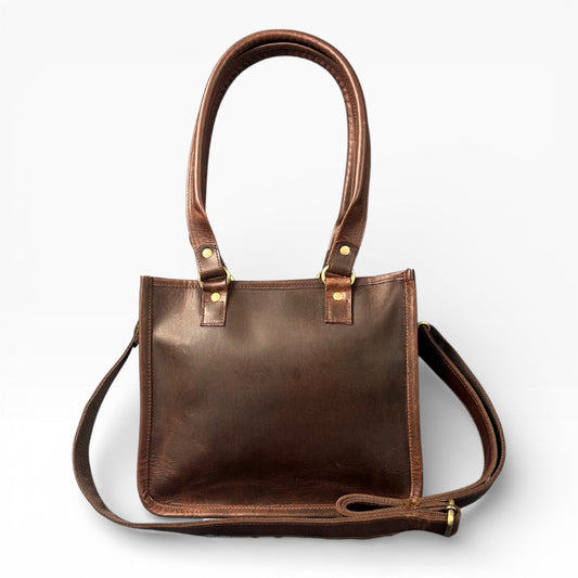 Madosh, Genuine Leather Top Handle Brown Tote Bag Medium Crossbody Sling Satchels Handbags for Women