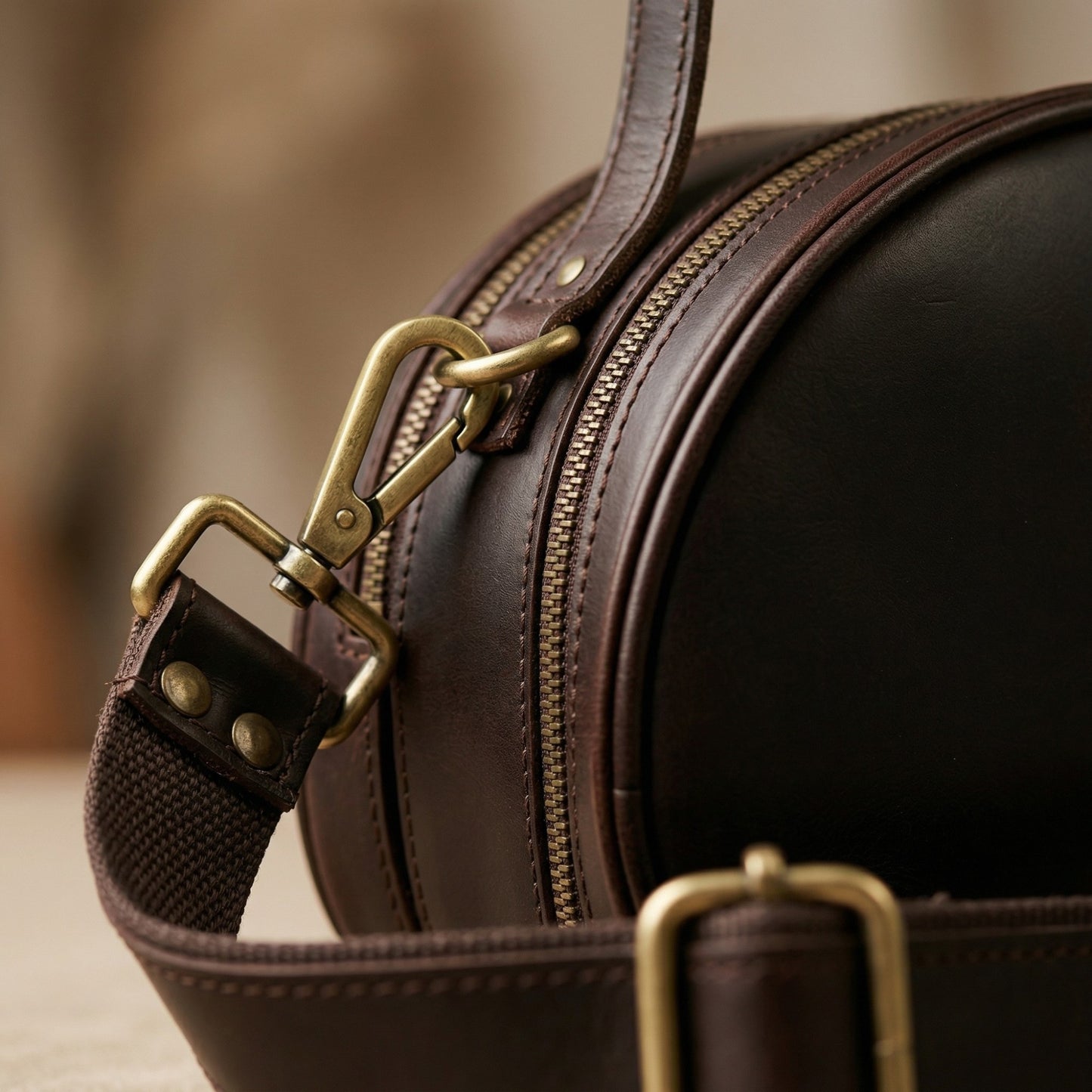Madosh, Genuine Leather Brown Small Semi-Circle Shoulder Crossbody Bag with Top Handle Satchel Handbag for women.